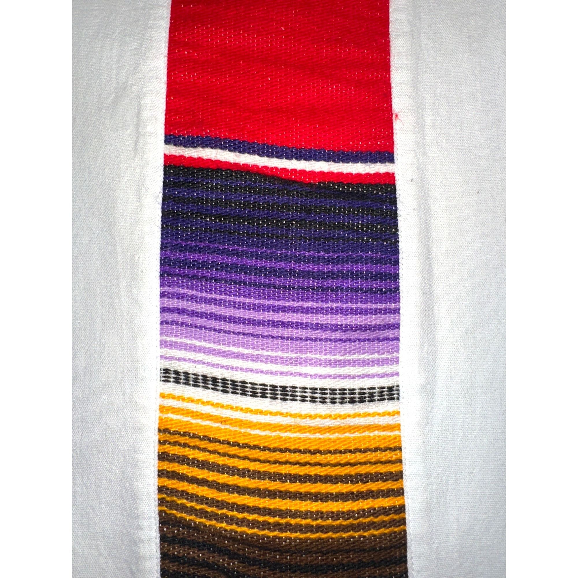 Other Mens XL White Mexican Guayabera Shirt Colorful Vertical Stri Size US XL / EU 56 / 4 - 5 Thumbnail