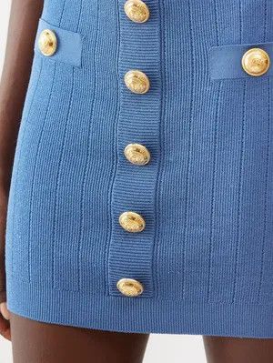 Balmain o1y0625 Mini Skirt in Blue Size 34" / US 12 / IT 48 - 2 Thumbnail