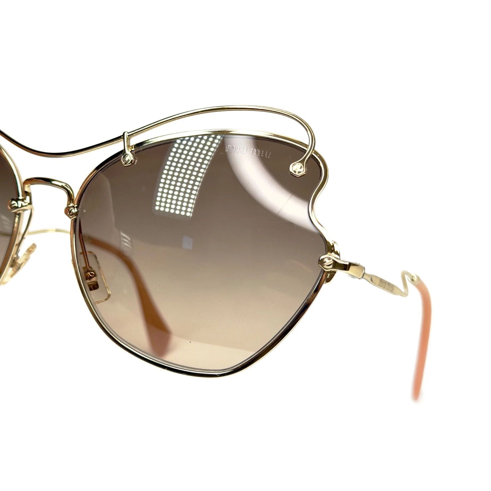 Miu Miu MIU MIU MU56RS SCENIQUE Butterfly 56R Gold Brown Sunglasses Size ONE SIZE - 2 Thumbnail