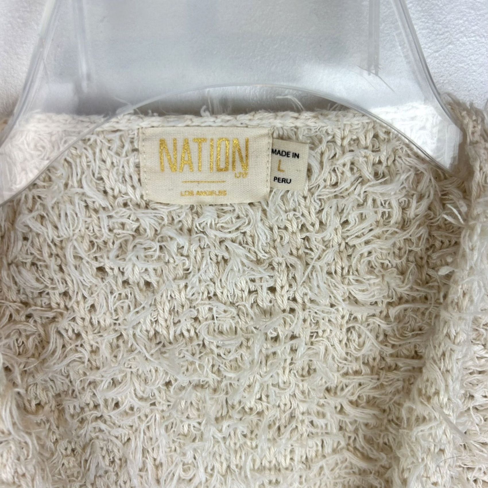 P.E Nation Nation LTD Cardigan Sweater Women L Ivory Bell Sleeve Open Front Frayed Hem Velvet Casual Vintage: No (Top) Size L / US 10 / IT 46 - 3 Thumbnail