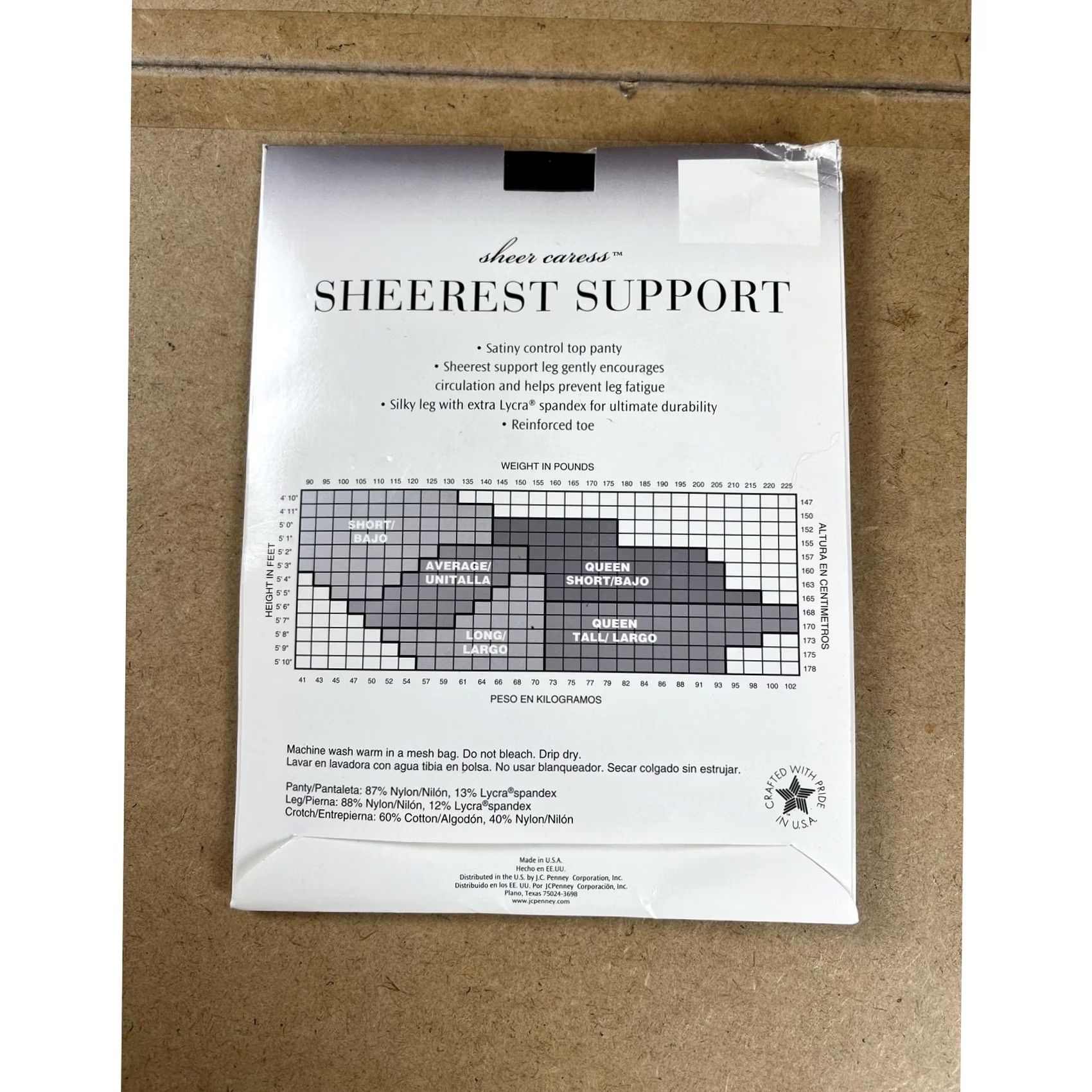Vintage Sheer Caress Sheerest Support pantyhose Womens One Size Tall Black Nylon Size 42" / US 20 - 2 Thumbnail