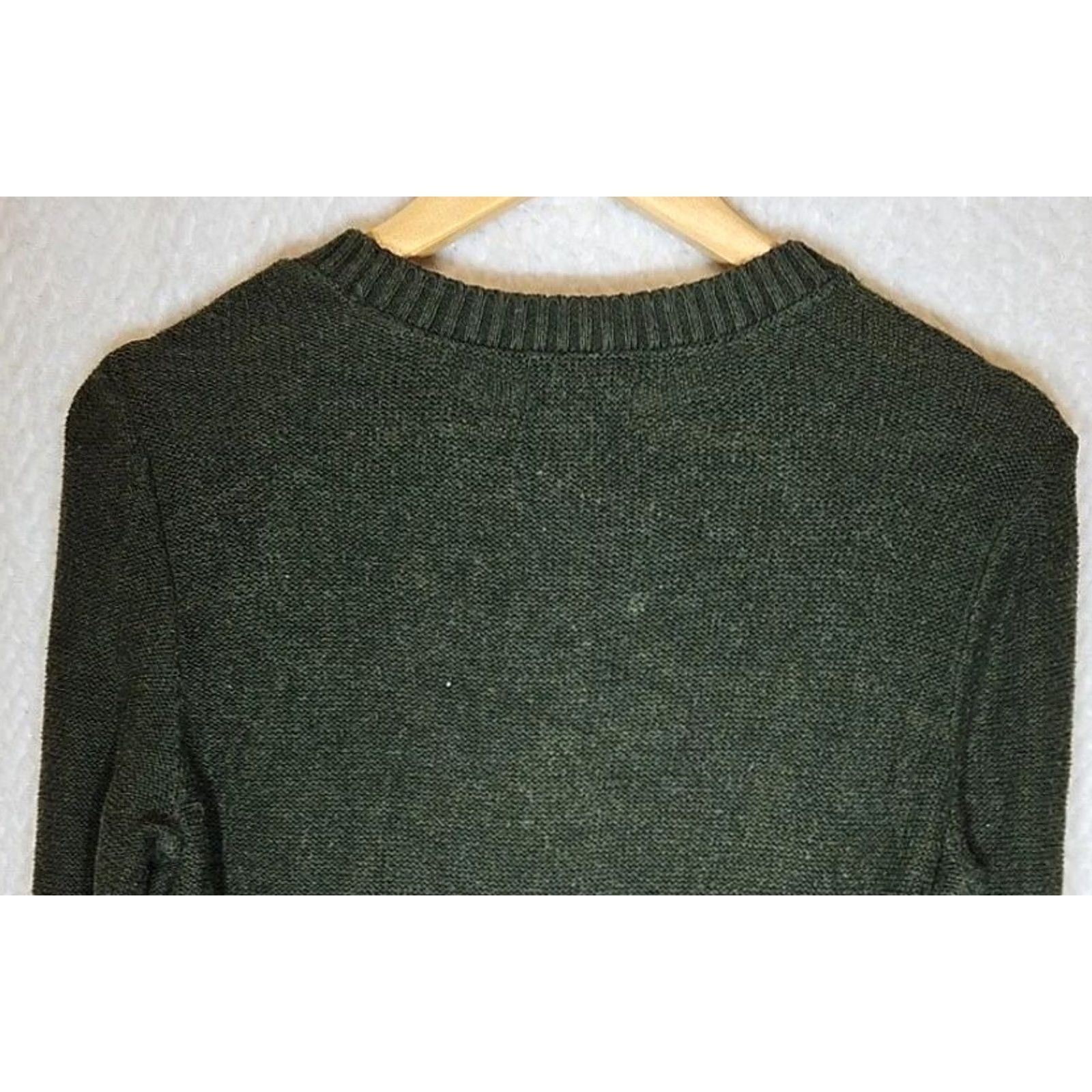 Croft & Barrow Croft & Barrow Pullover Sweater Green Long Sleeve Women’s Petite PL Cable-Knit, Cotton-Acrylic, Regular Fit Size L / US 10 / IT 46 - 6 Thumbnail