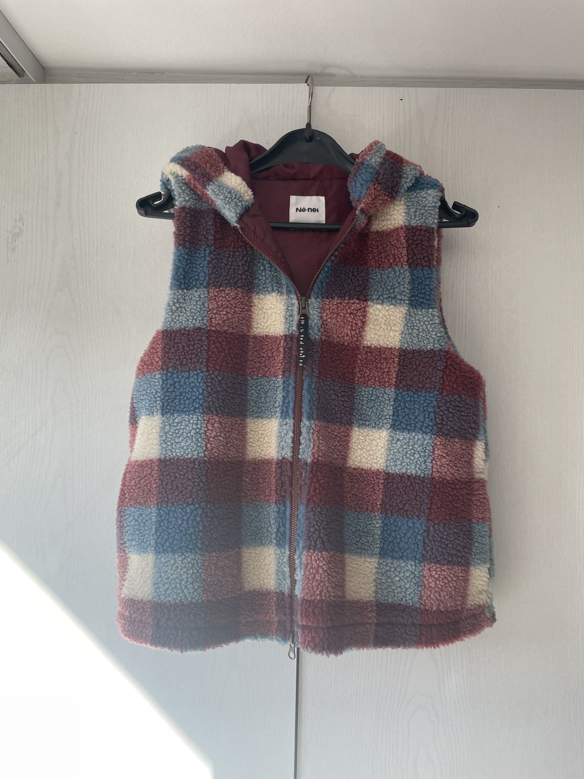 Ne-Net Ne-net Checkered Fleece Vest with Hood Size US M / EU 48-50 / 2 - 2 Thumbnail