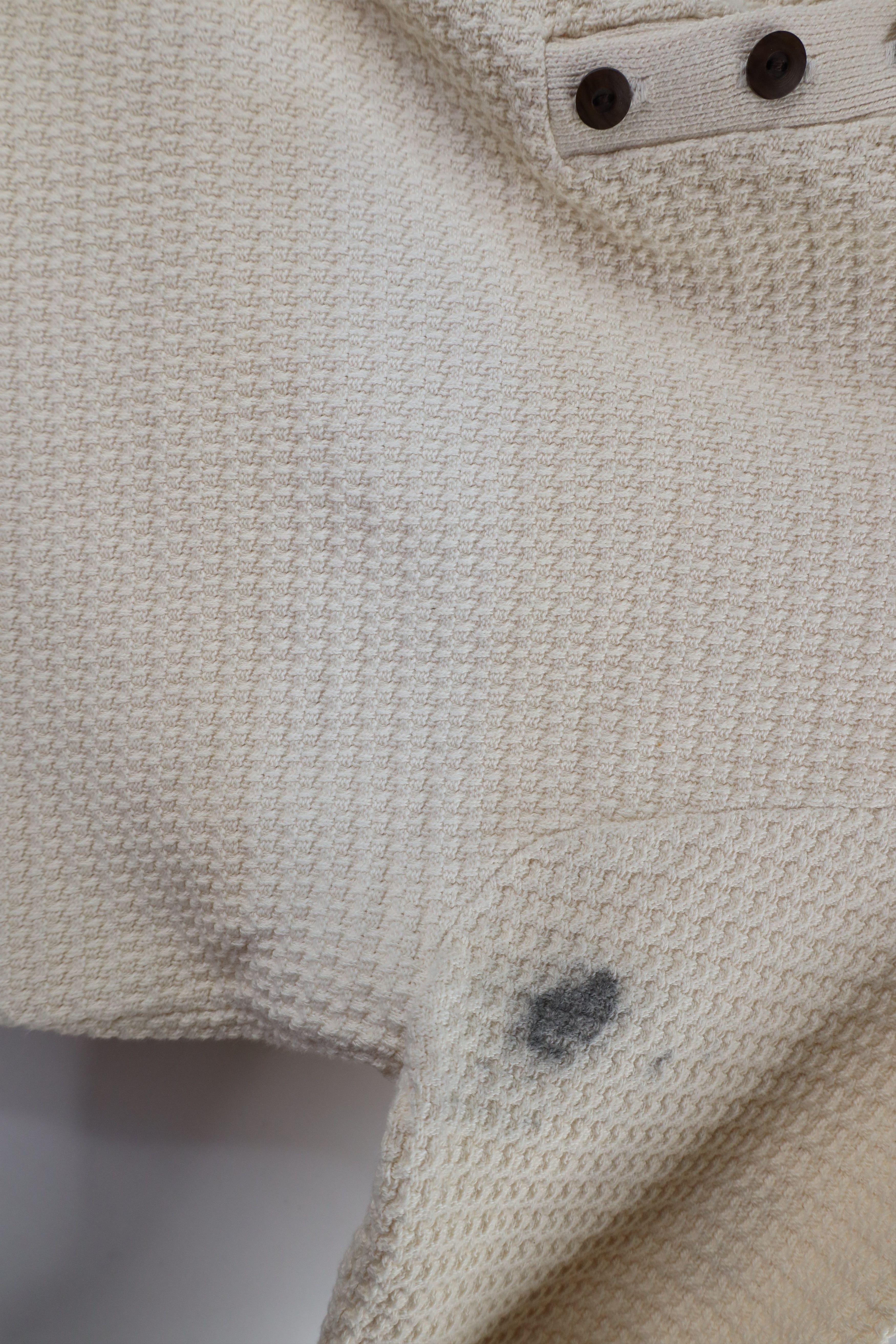 Vintage Vintage 90s Streetwear Cotton Knit Henley Sweater Cream Size US L / EU 52-54 / 3 - 5 Thumbnail