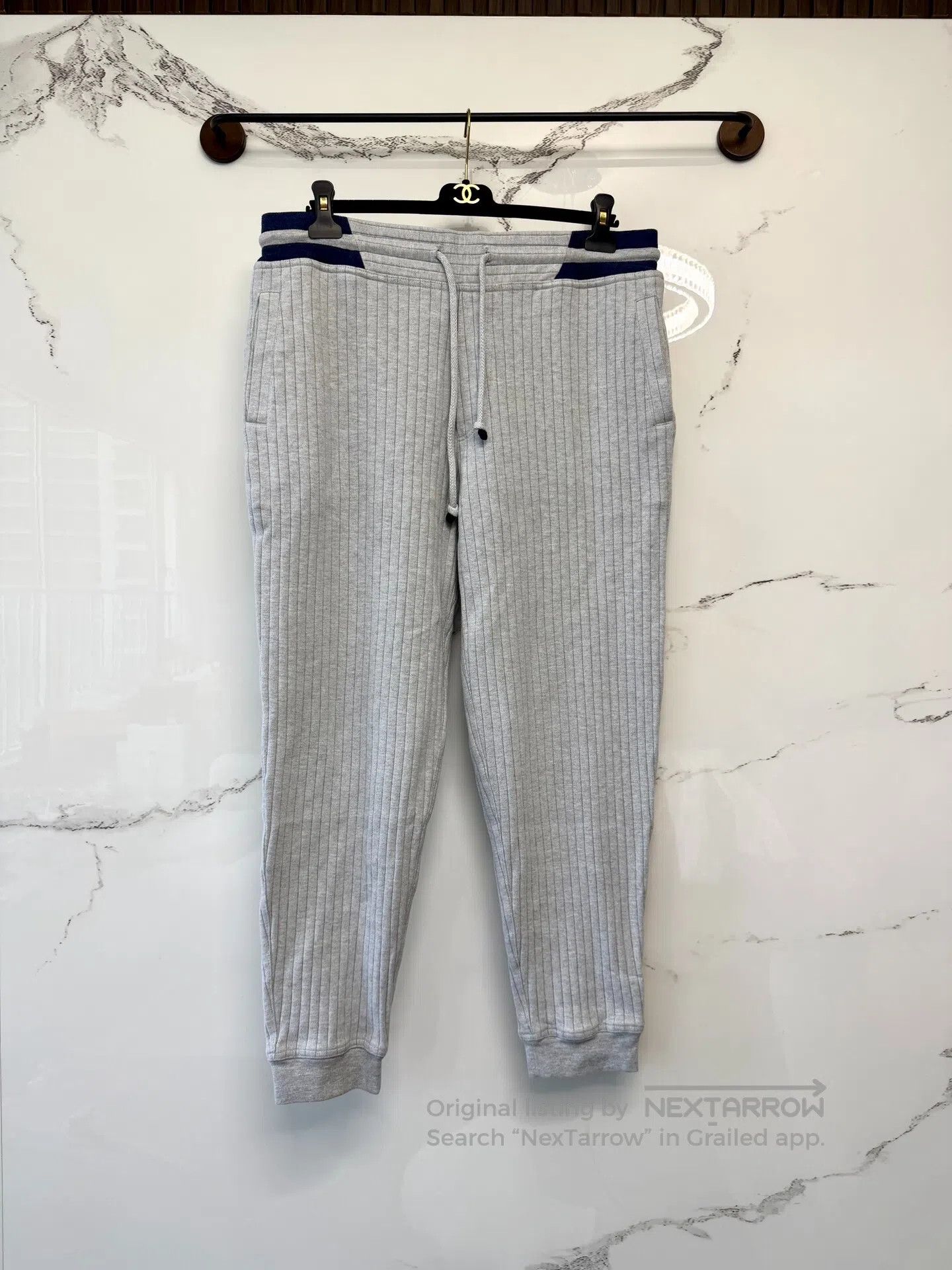 Brunello Cucinelli Brunello Cucinelli size XL Light Grey Vertical Stripe Draw Size US 27 - 1 Thumbnail