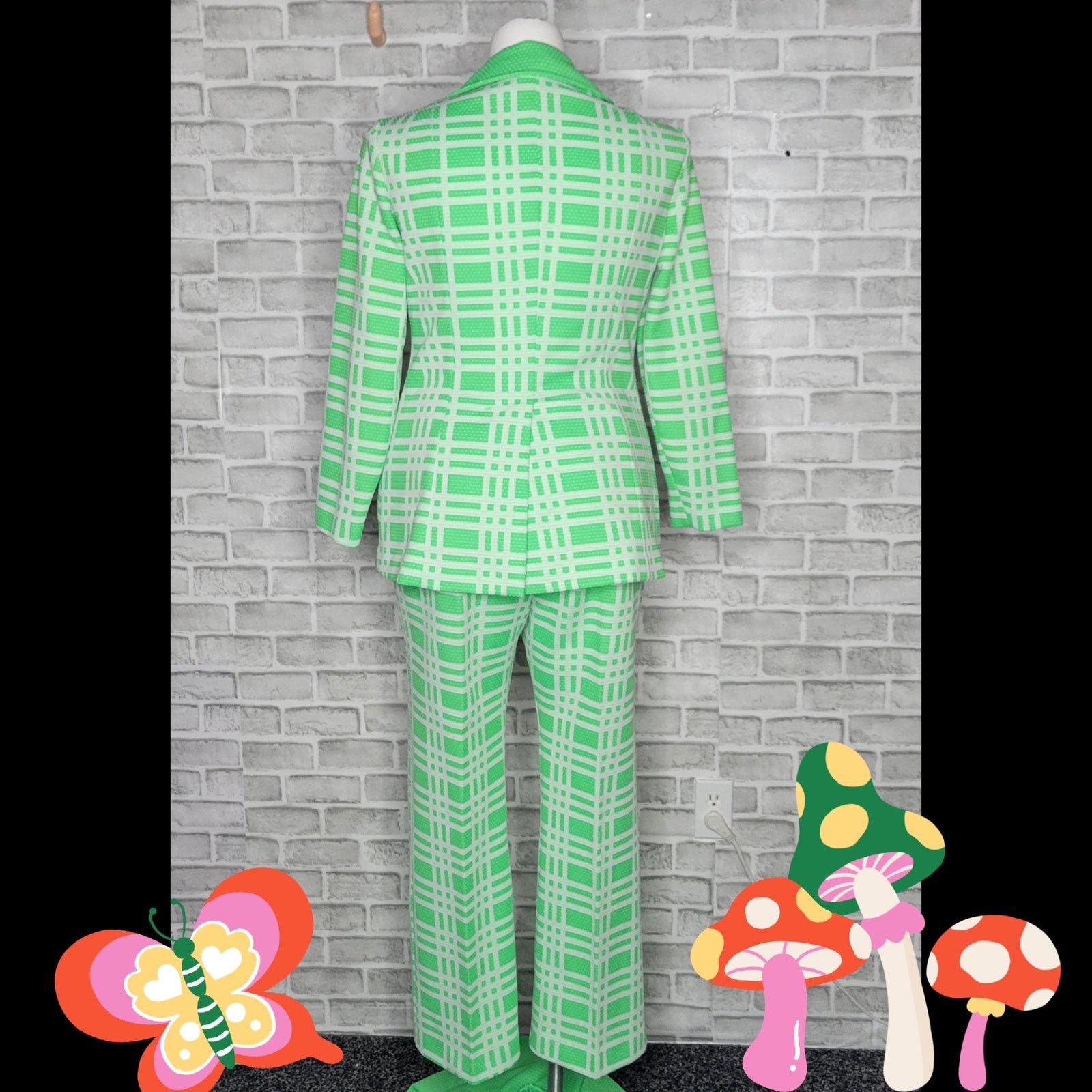 Vintage Vintage Neon Green/White Plaid & Polka Dot 3 Piece Set Size 34" / US 12 / IT 48 - 6 Thumbnail