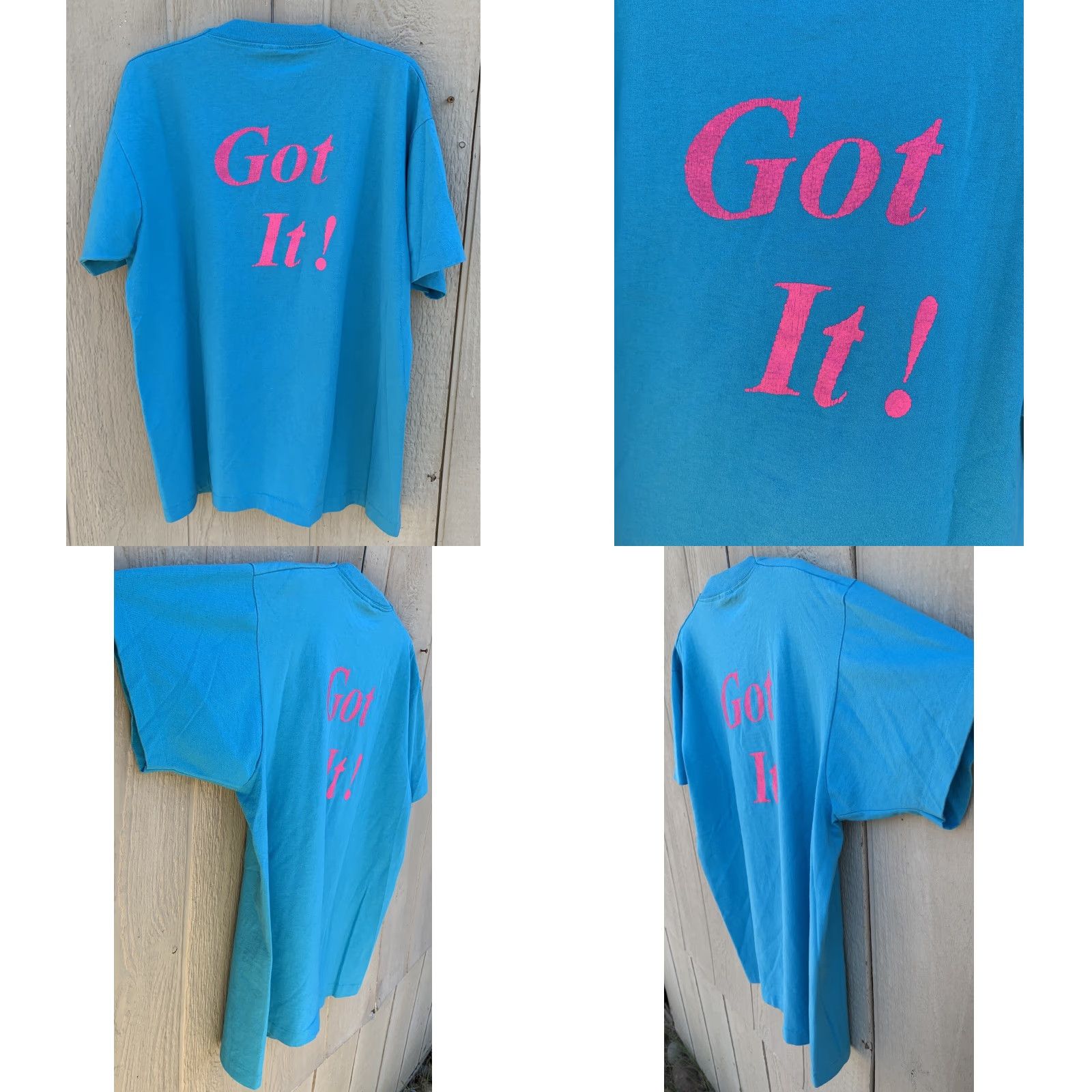 Fruit Of The Loom VINTAGE Fruit of the Loom T-Shirt Shirt Unisex Adults L Crew Neck Short Sleeve Blue 90s Schwing Got It Graphic Single Stitch Tee Size US L / EU 52-54 / 3 - 8 Thumbnail
