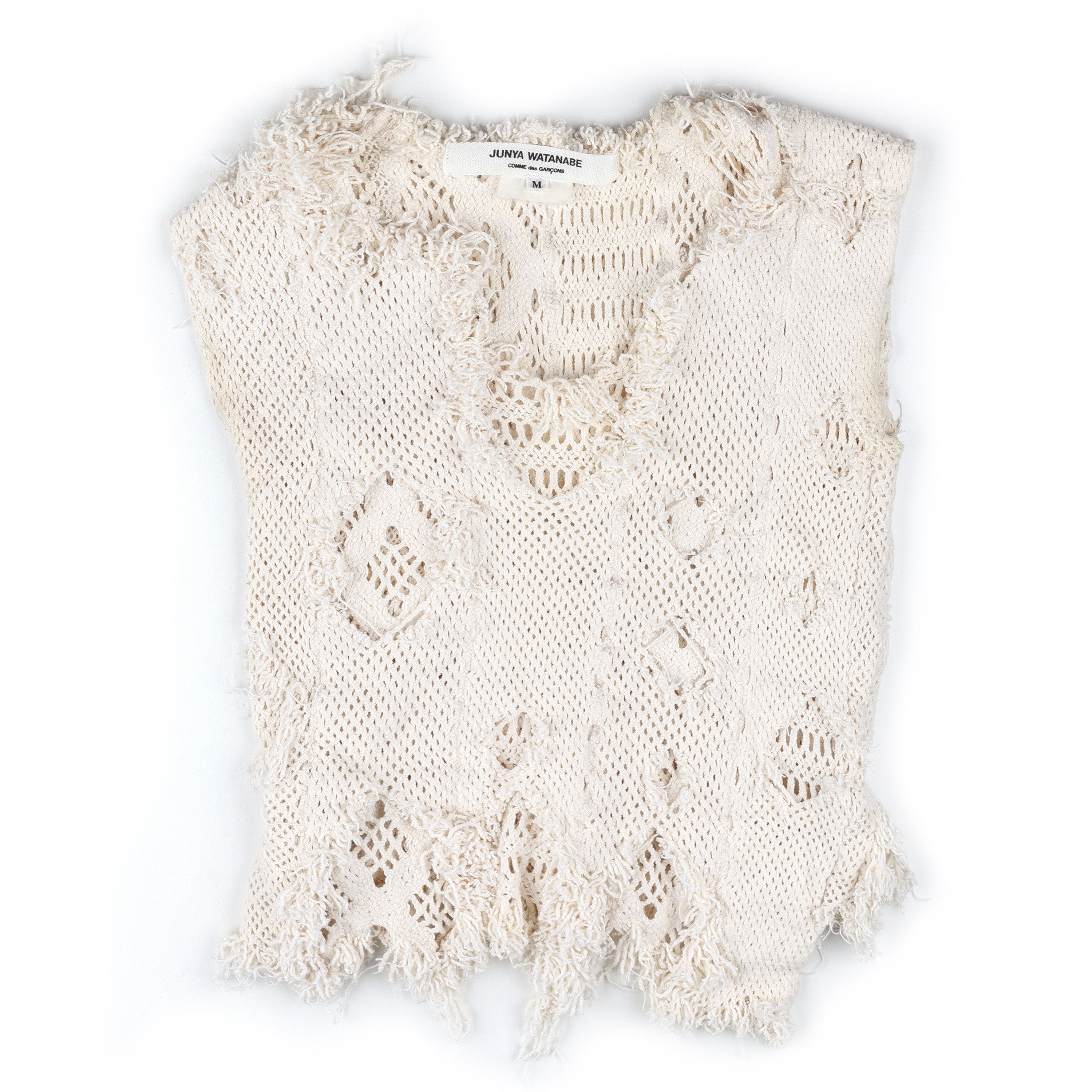 Comme des Garcons × Junya Watanabe Comme Des Garçons Crochet Asymmetrical Vintage Beige Top (M) Size M / US 6-8 / IT 42-44 - 1 Thumbnail
