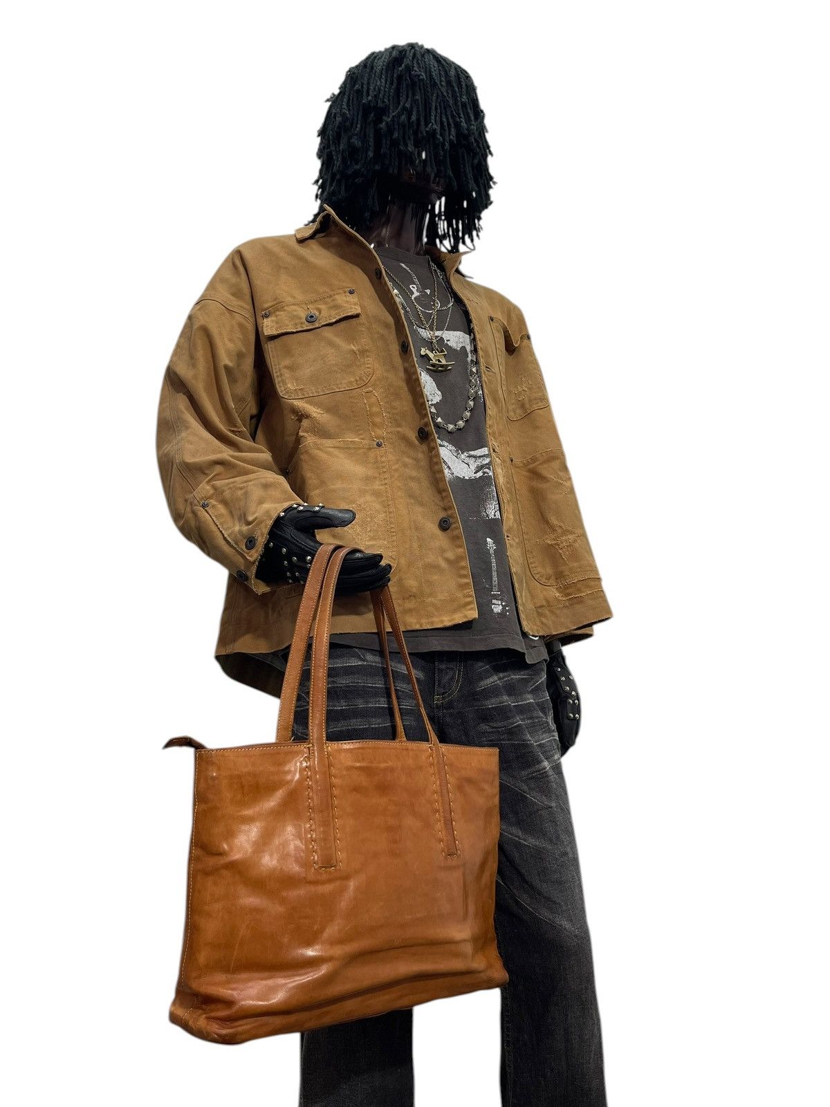 Comme des Garcons × Stussy Full Leather Genten Tote Bag prada julius cdg amiri 1🟩1 Size ONE SIZE - 5 Thumbnail