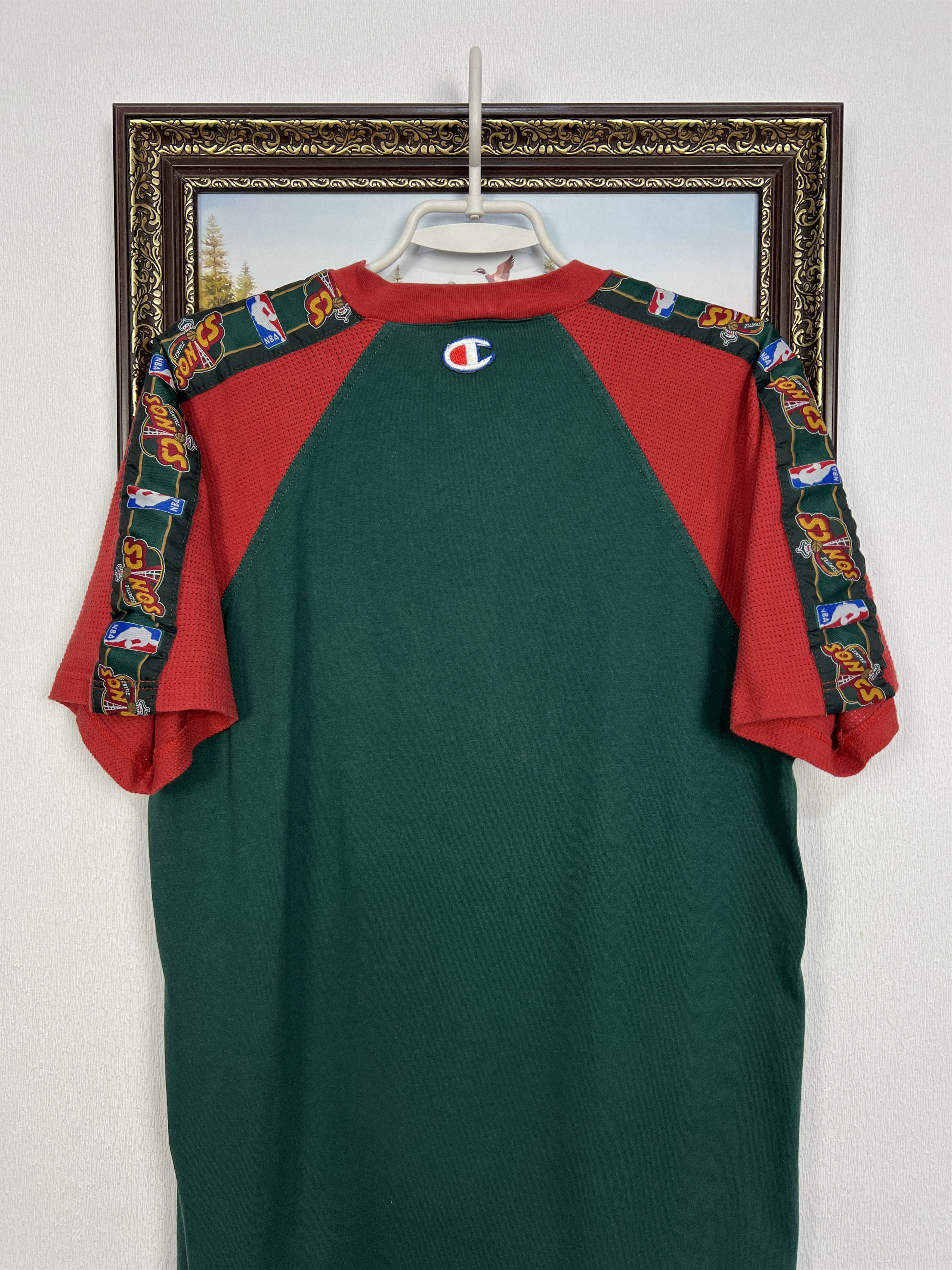Champion Vintage Seattle Super Sonics Warm Up Jersey Over Print Shirt Size US L / EU 52-54 / 3 - 9 Thumbnail