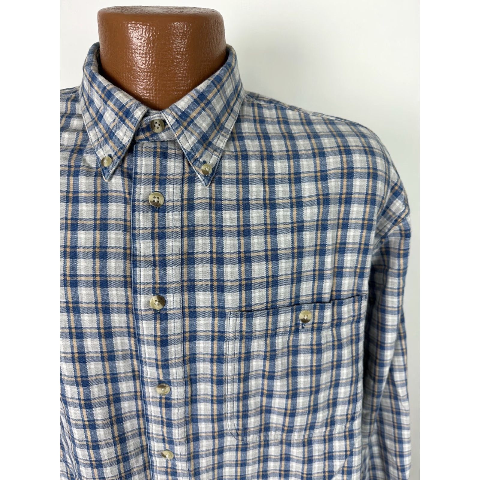 Vintage VINTAGE Trader Bay Oxford Shirt Men Large Gray Blue Plaid Button-Up Heavy Cotton Casual Size US L / EU 52-54 / 3 - 3 Thumbnail