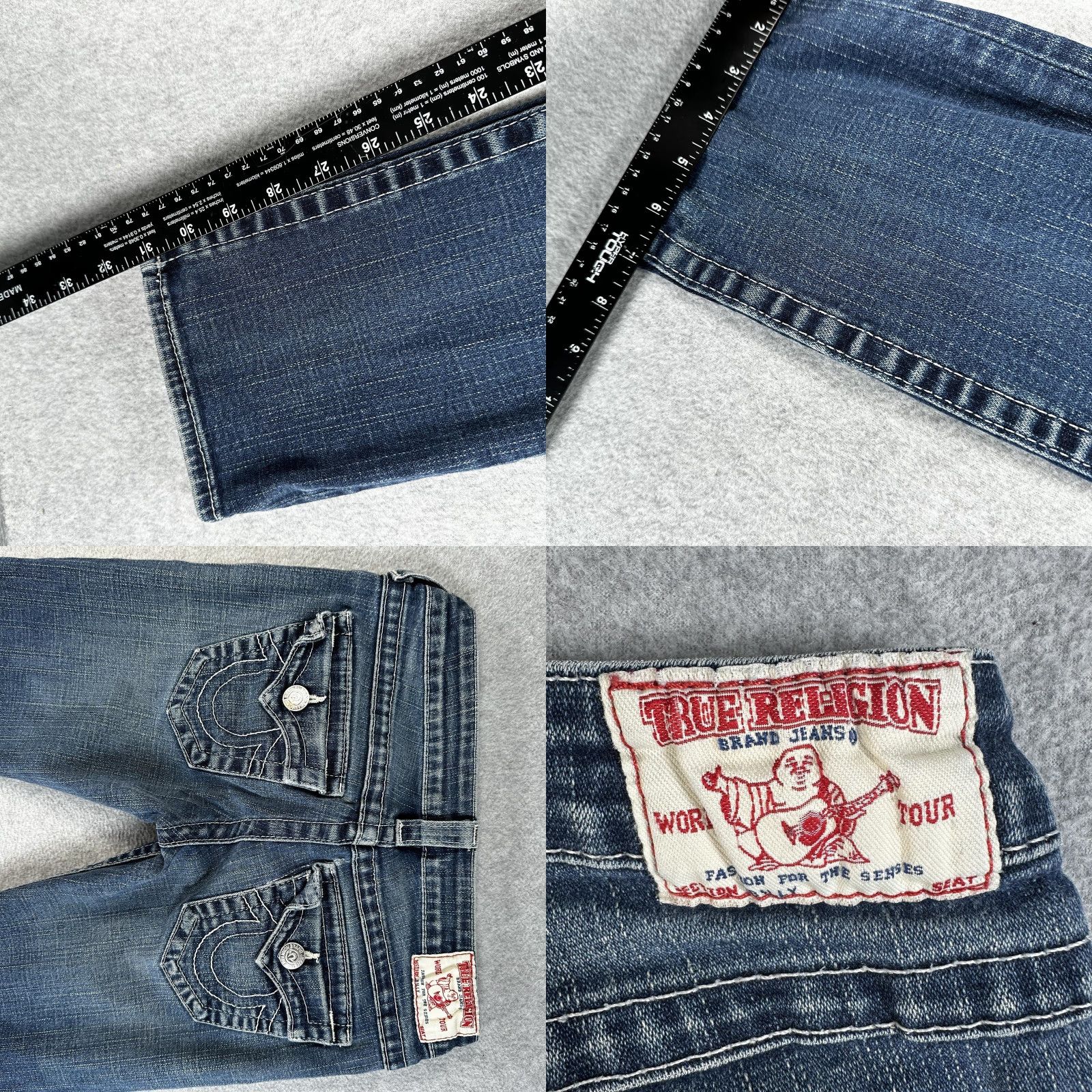 True Religion VINTAGE? No, actually not vintage. True Religion World Tour Jeans Womens 26 Blue Low Rise Straight Flap Pockets USA Size 26" / US 2 / IT 38 - 8 Thumbnail