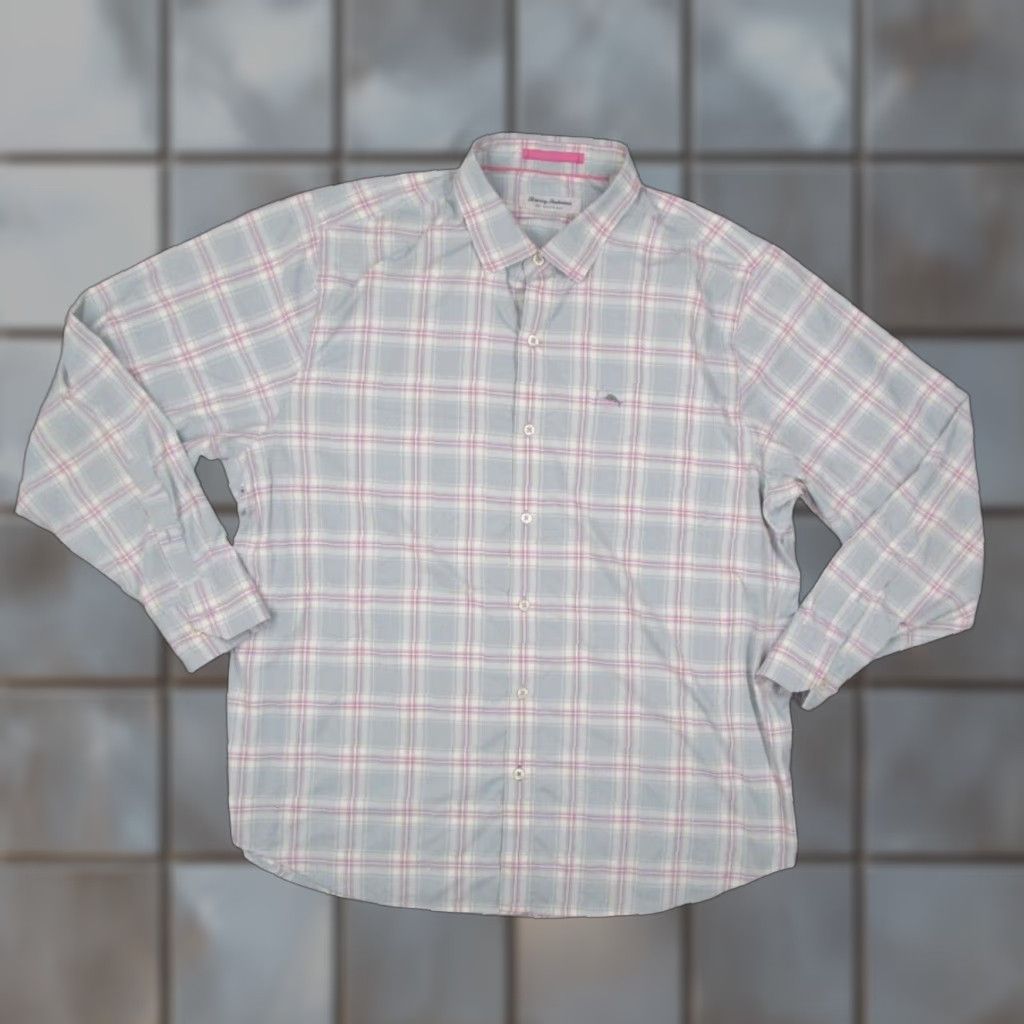 Tommy Bahama Vintage Tommy Bahama Shirt Men XL Gray Plaid Long Sleeve Button Up Bohemian California 90s Size US XL / EU 56 / 4 - 1 Thumbnail