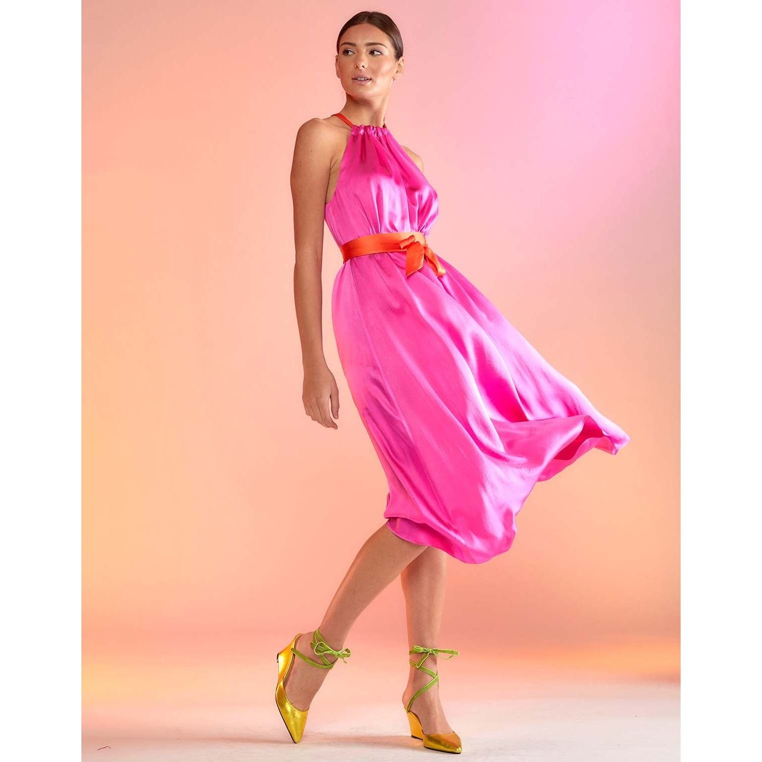 Cynthia Rowley Cynthia Rowley Salerno Silk Halter Dress pink orange size S Size S / US 4 / IT 40 - 1 Thumbnail