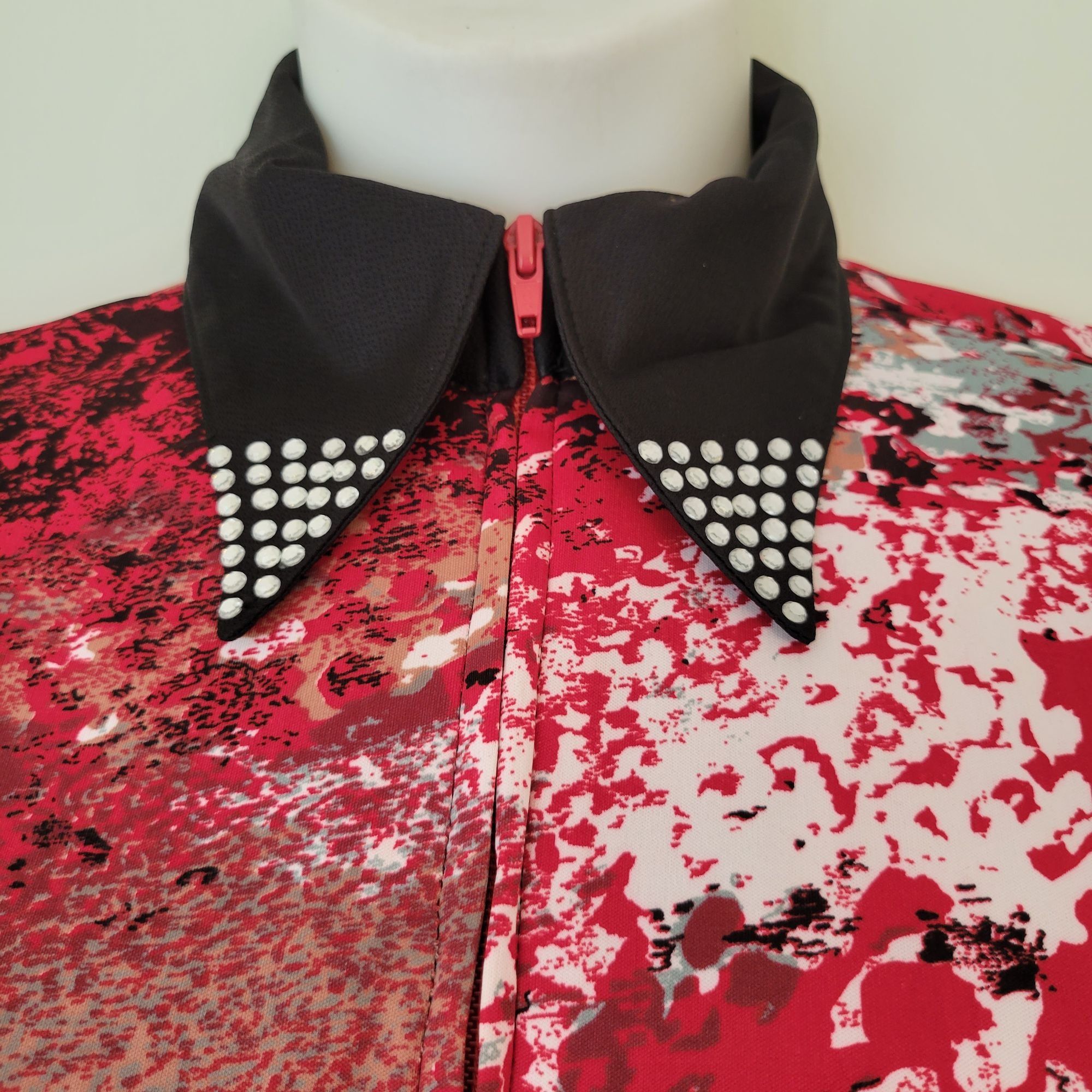 Vintage Vintage Valencia Abstract Red Black Long Sleeve Top Rhinesto Size L / US 10 / IT 46 - 4 Thumbnail