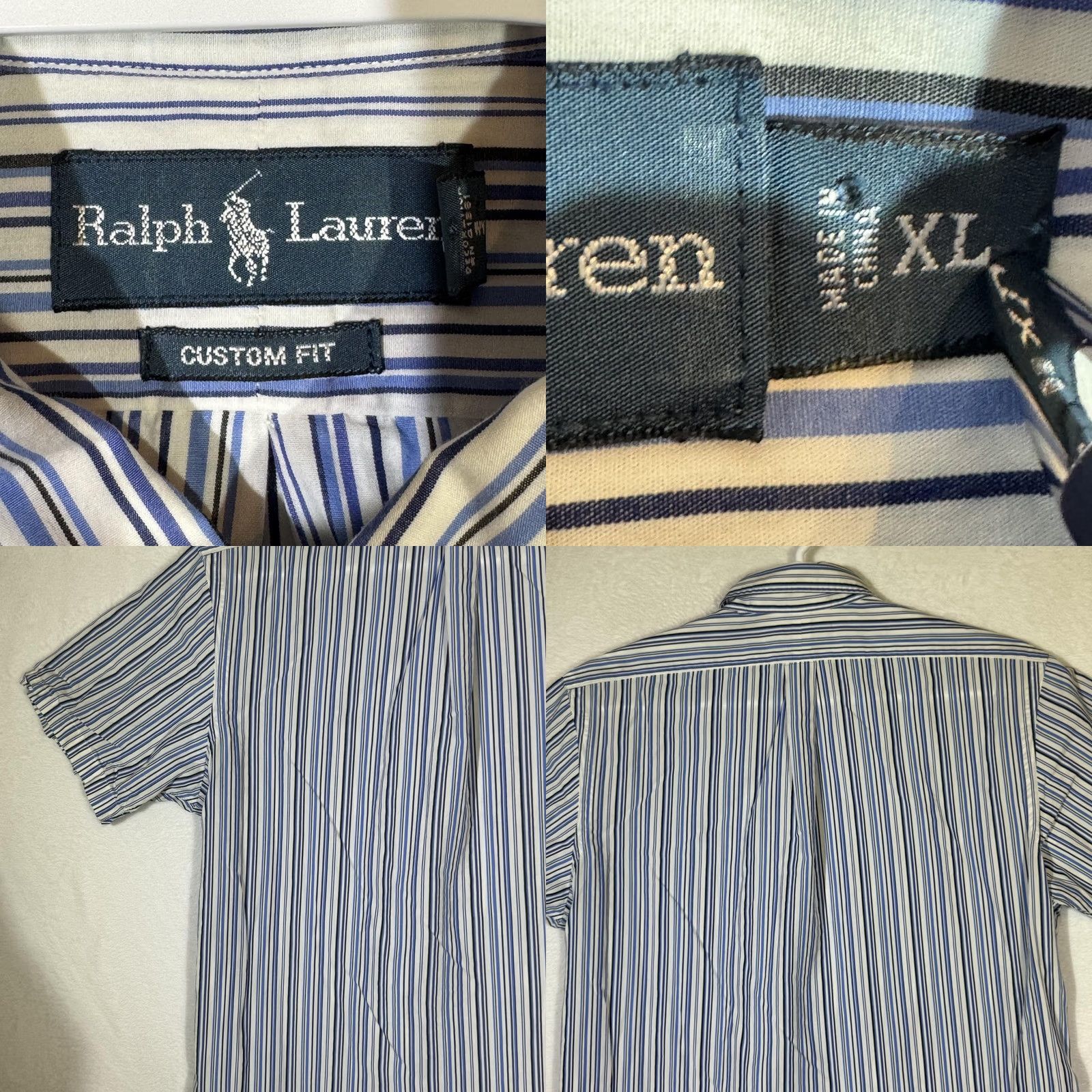 Ralph Lauren Ralph Lauren Shirt Mens XL Blue Striped Button-Down Custom Fit Short Sleeve Pony Size US XL / EU 56 / 4 - 8 Thumbnail