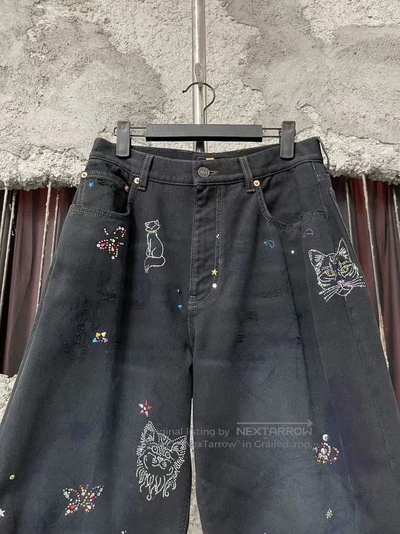 Balenciaga Balenciaga Crystal Cat Graffiti Jeans. Size US 26 / EU 42 - 4 Thumbnail