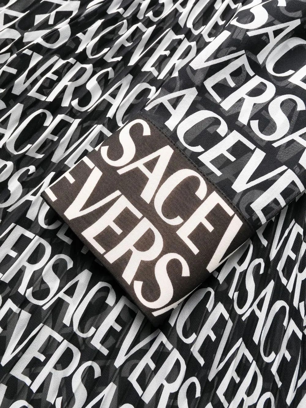 Versace o1y0226 Silk Midi Dress in Black/White Size S / US 4 / IT 40 - 5 Thumbnail