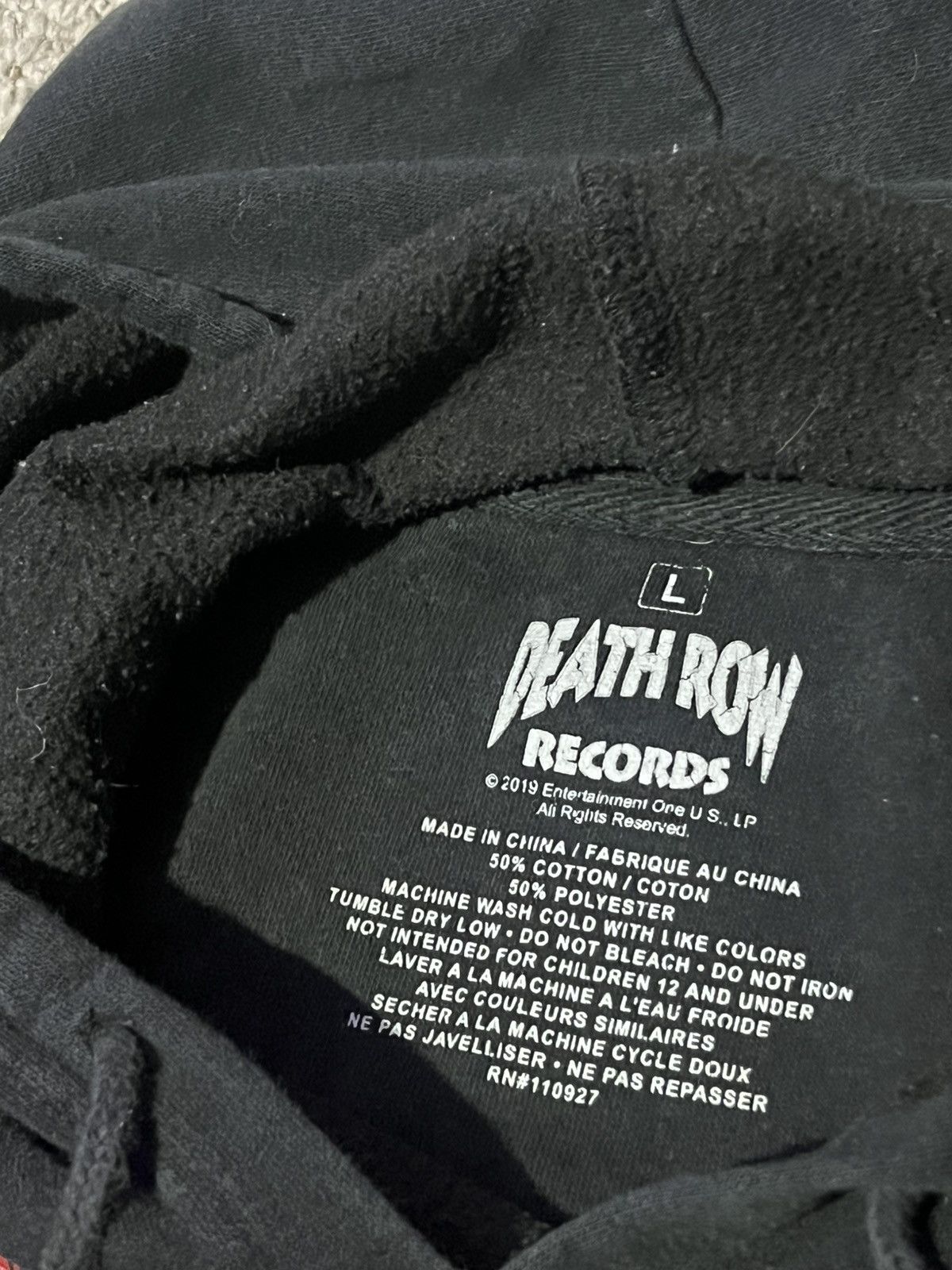Rap Tees × Vintage Vintage Death Row Records Faded Black Hoodie Size US L / EU 52-54 / 3 - 4 Thumbnail