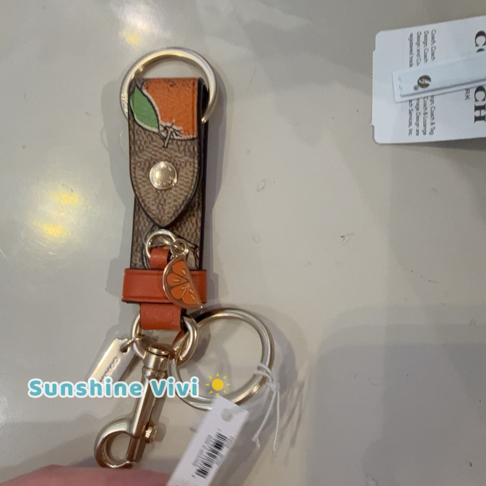 Coach NWT COACH Trigger Snap Bag Charm Orange CAO46 Tan Multi Size ONE SIZE - 5 Thumbnail