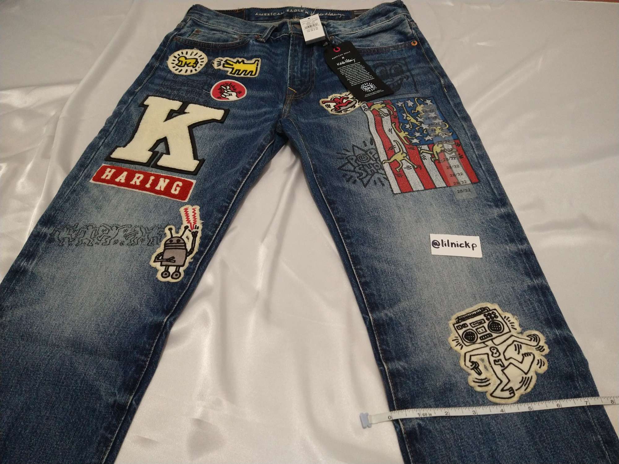 Keith Haring KEITH HARING PATCHES GRAPHICS MEN'S SLIM FIT JEANS Size US 28 / EU 44 - 9 Thumbnail