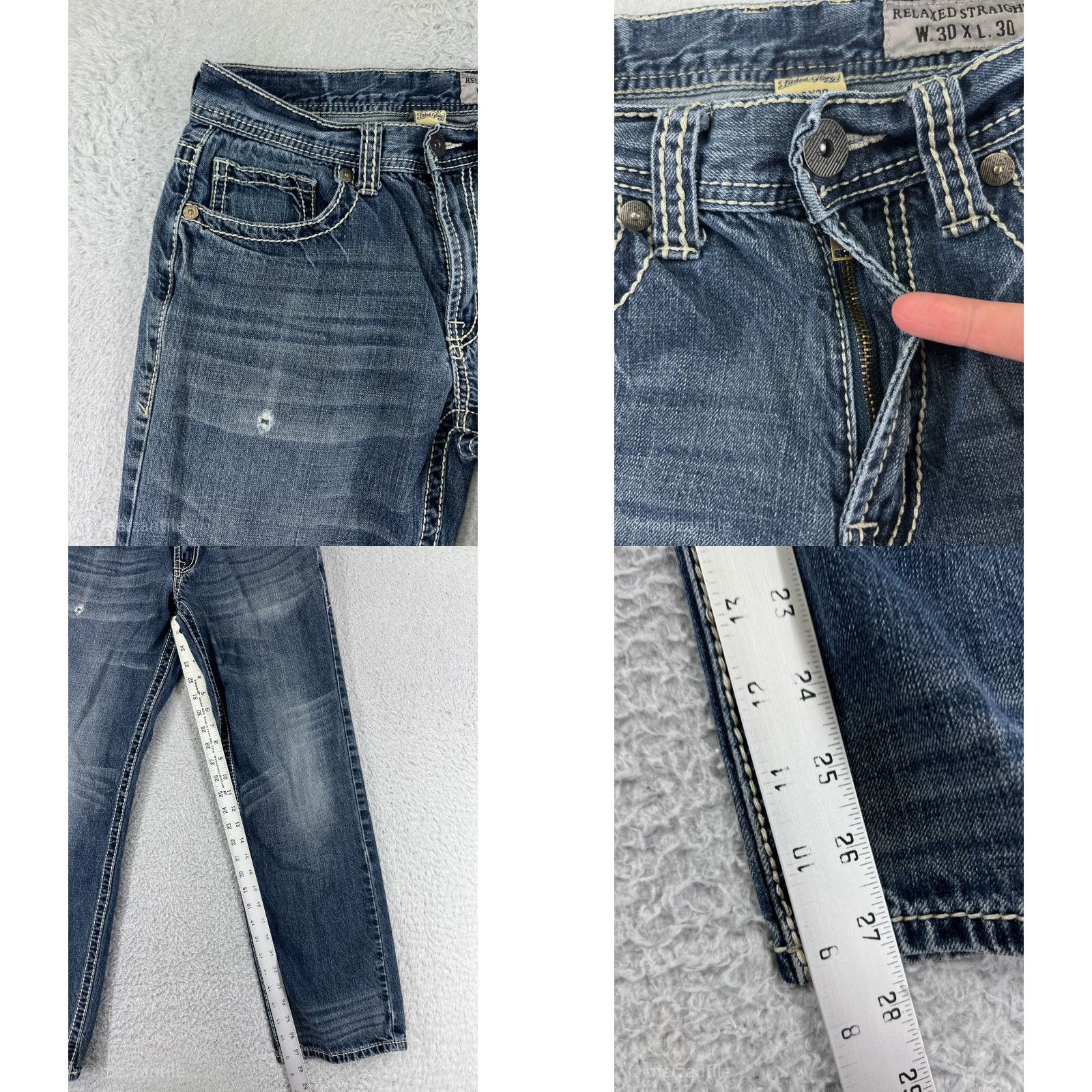 Faded Glory VINTAGE Faded Glory Jeans Men 8 Blue Denim Boot Leg Cotton Embroidered READ 26x28 Mens Size 30" / US 8 / IT 44 - 8 Thumbnail