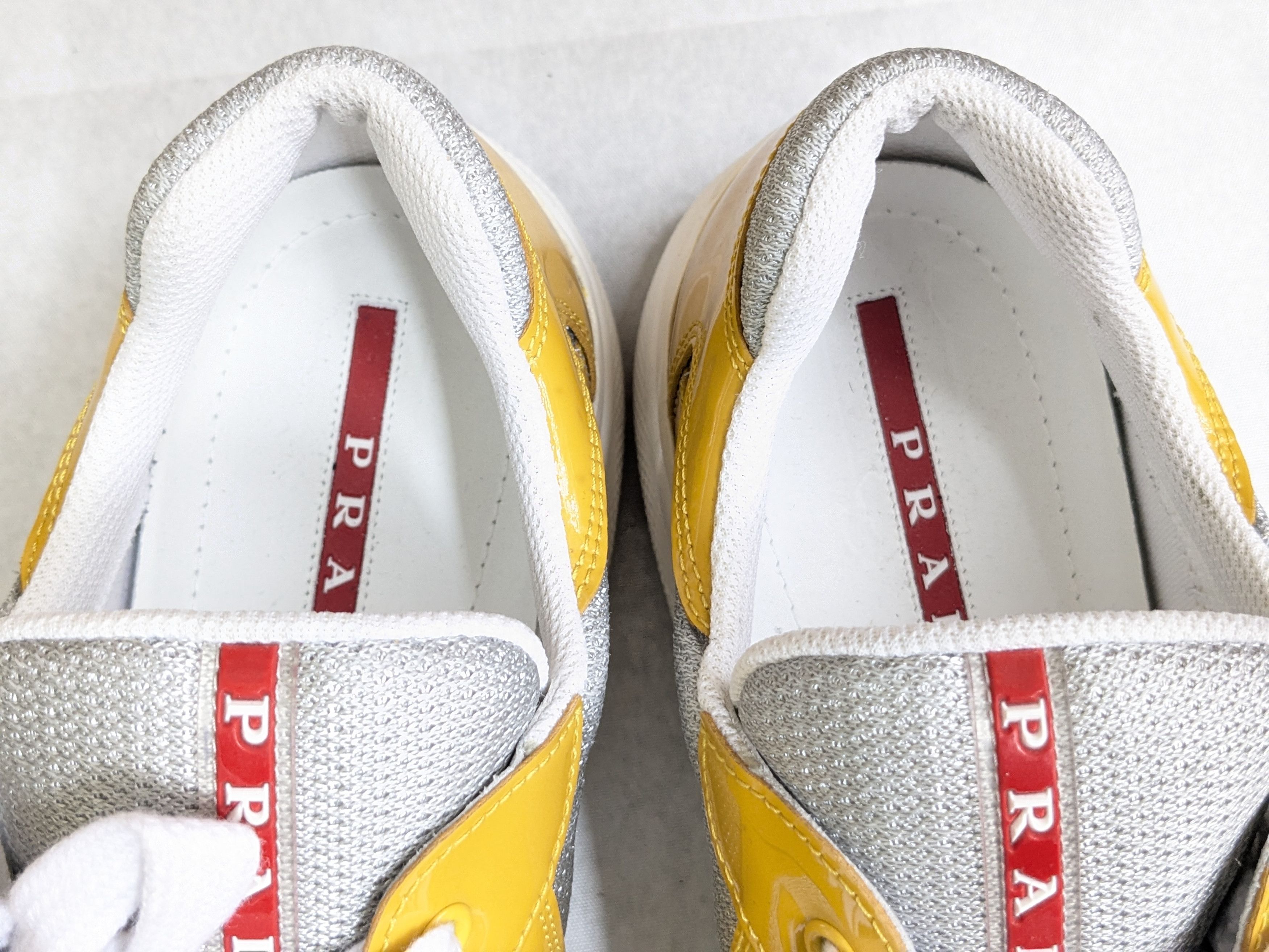 Prada America's Cup Yellow 9.5 Low Top Patent Leather