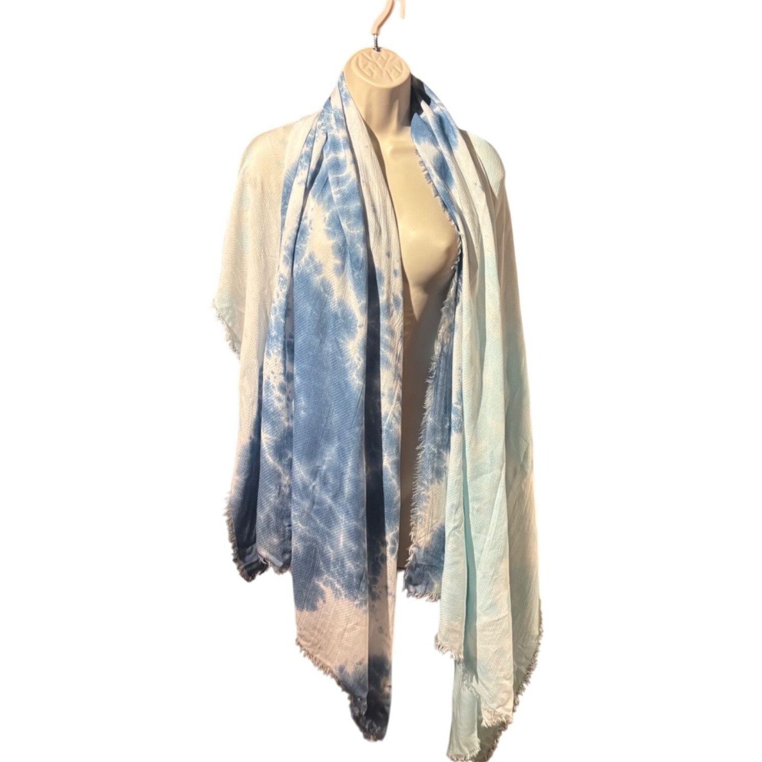 Other Steve Madden Two-Tone Tie-Dyed Scarf, OS, Blue Size ONE SIZE - 4 Thumbnail