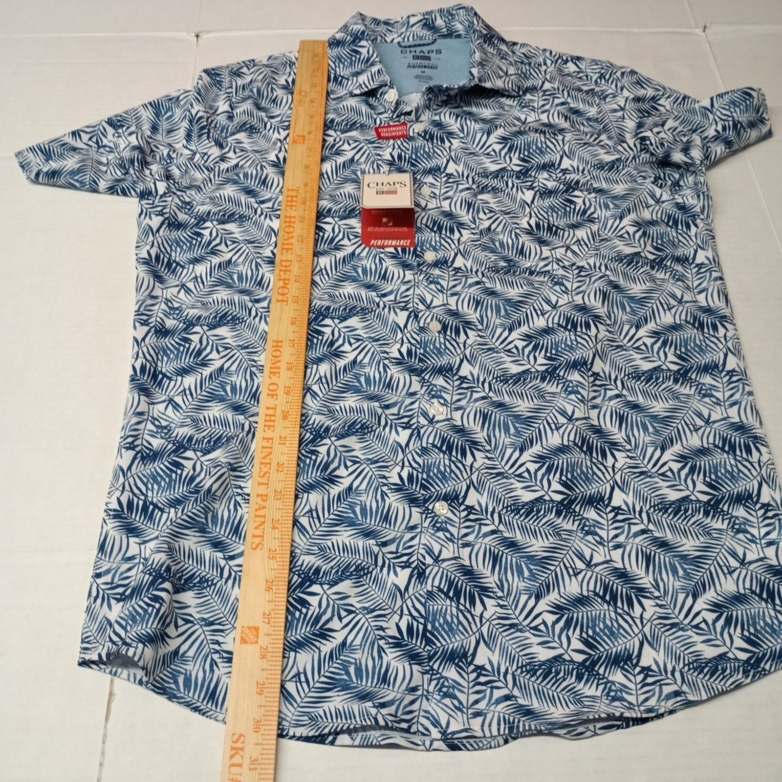 Chaps Chaps Everyday Performance Woven Shirt Men's M Blue Floral Size US M / EU 48-50 / 2 - 6 Thumbnail