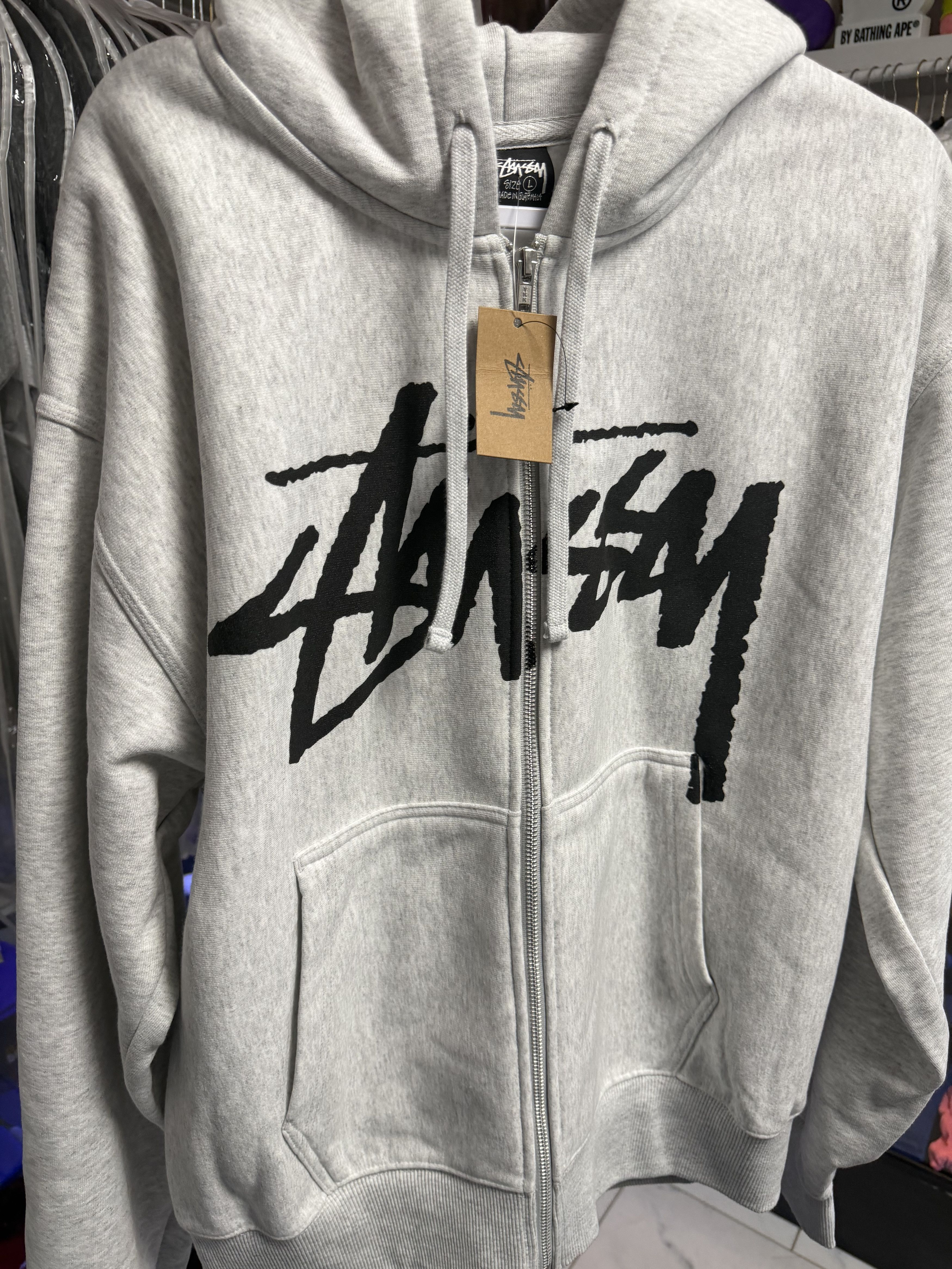 STUSSY SHATTERED ZIP パーカー Lサイズ グレー Streetwear × Stussy RARE Stussy Shattered Zip Up Hoodie | Grailed