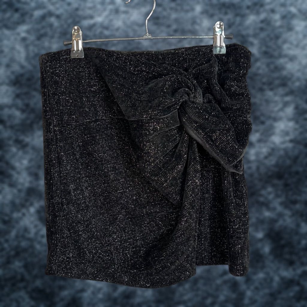 Cider VINTAGE Cider Black Glitter Knit Wrap Skirt Size Large Bowtie Detail Size 36" / US 14 / IT 50 - 1 Thumbnail