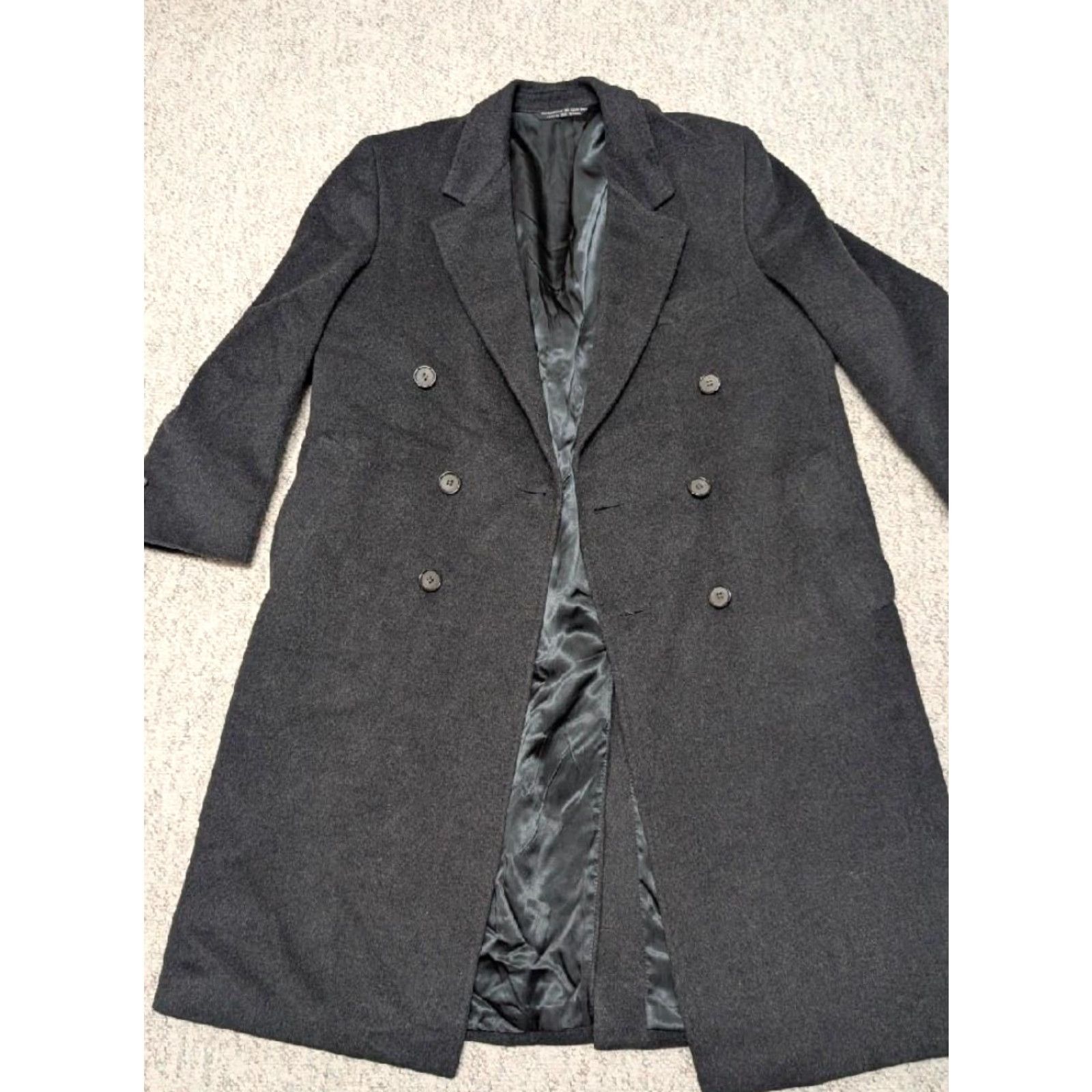 Vintage VINTAGE overcoat black XL 46R double breasted thick flannel wool coat Mens Size US XL / EU 56 / 4 - 4 Thumbnail
