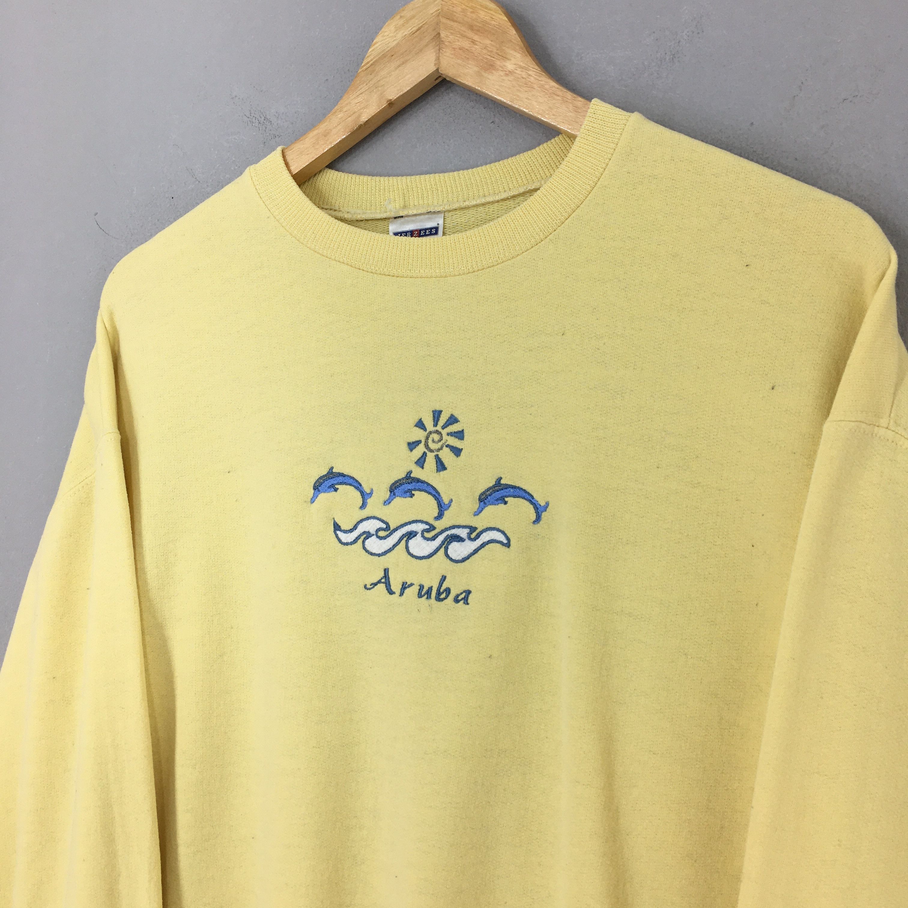 Vintage Vintage Aruba Beach Yellow Sweatshirt Medium Size US M / EU 48-50 / 2 - 3 Thumbnail