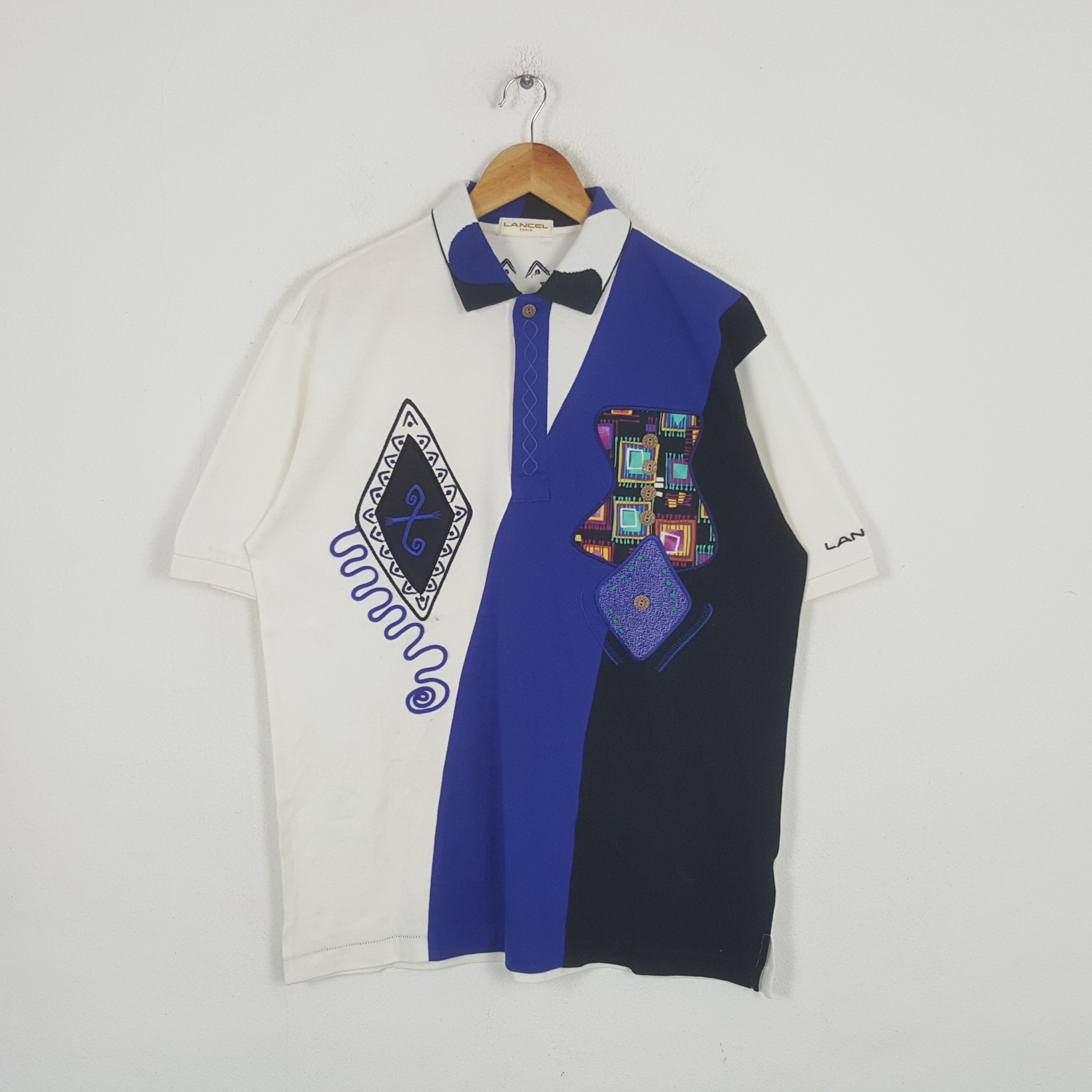 Vintage Vintage Lancel Fashion Brand Patches Art Polos Tshirt RR3 Size US L / EU 52-54 / 3 - 1 Thumbnail