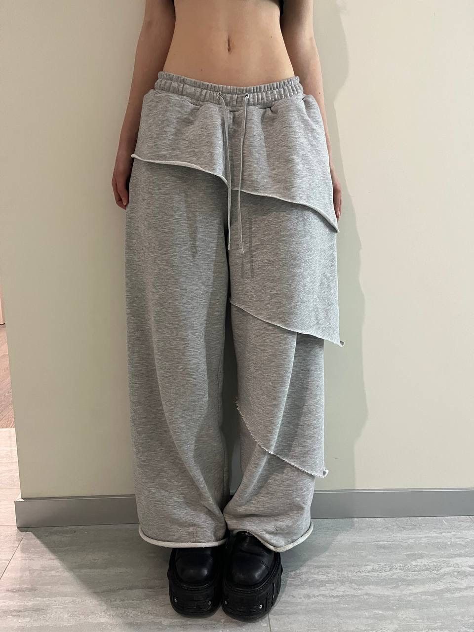 Designer Rare! Sweatpants Grey Kudasai Oh Handmade Designer Y2K Size US 32 / EU 48 - 3 Thumbnail