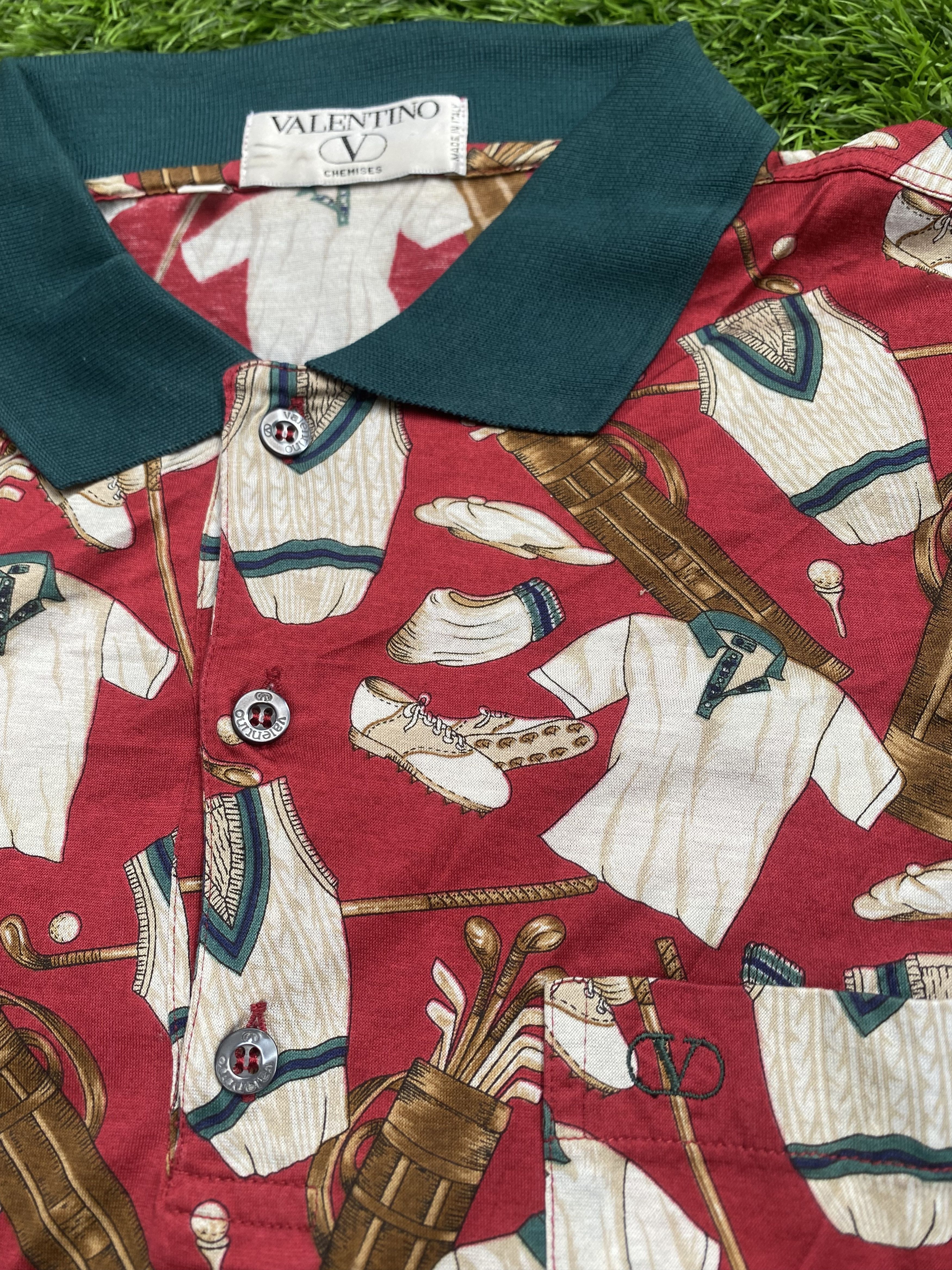 Vintage 90s Valentino Full Print Golf Polo Shirt