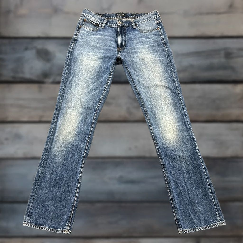 Lucky Brand Lucky Brand Jeans Slim 32x32 Blue Medium Wash 5-Pocket Denim Distressed City College Preppy Mens Size US 32 / EU 48 - 1 Thumbnail