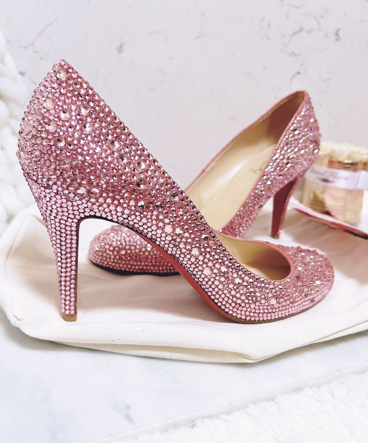 Authentic Christian Louboutin Fifi Strass Pink Crystal Pumps