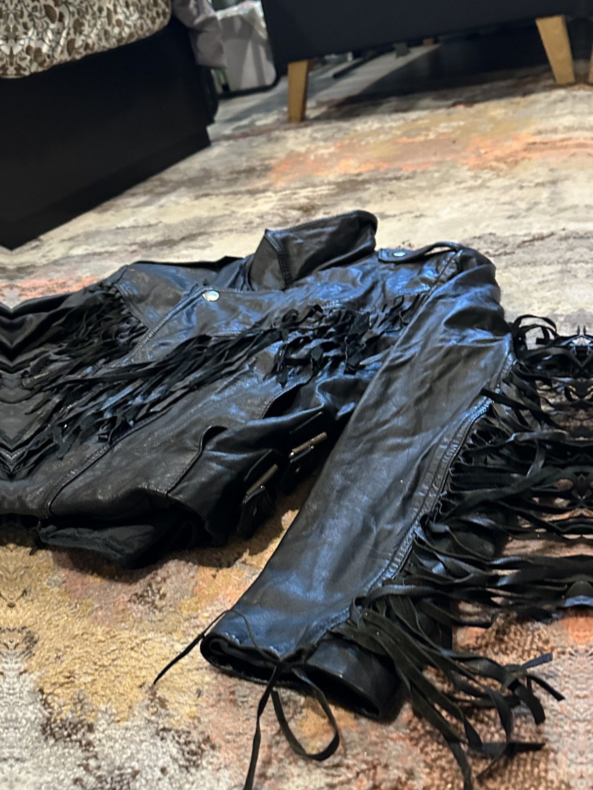 Other × Vintage Vintage Chia Fringe Leather Motorcycle Jacket Size US M / EU 48-50 / 2 - 3 Thumbnail