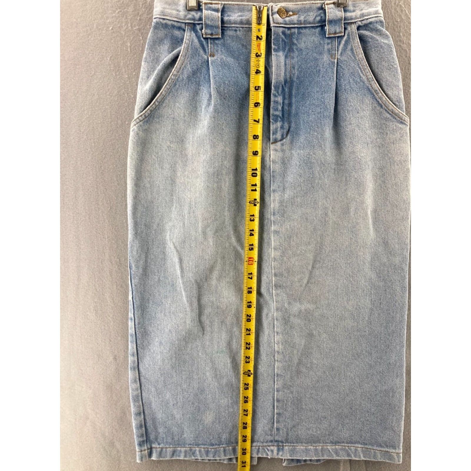 Vintage VINTAGE Backboard Blues Skirt Denim High Rise 10 Womens Light Wash Long 90s Womens Shirts? Size 32" / US 10 / IT 46 - 4 Thumbnail