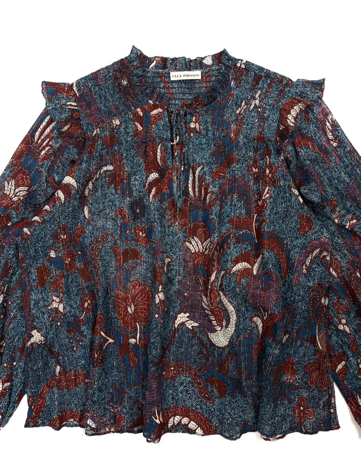 Ulla Johnson Ulla Johnson Lara Silk Floral Sheer Blouse Designer Japan Size M / US 6-8 / IT 42-44 - 10 Thumbnail