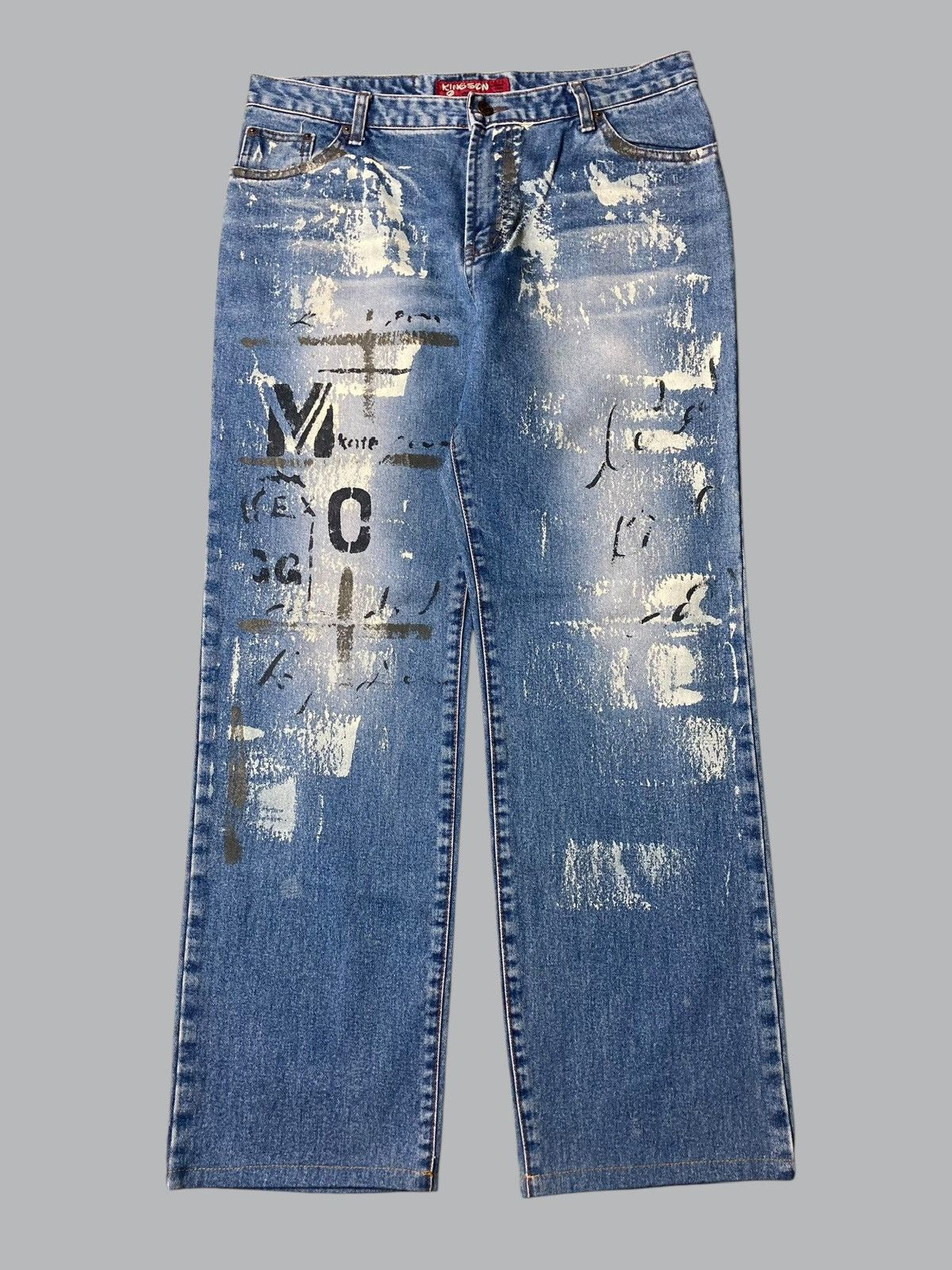 Hysteric Glamour × Japanese Brand × PPFM KINGSON Art Painted Unique Jeans Size US 35 - 2 Thumbnail