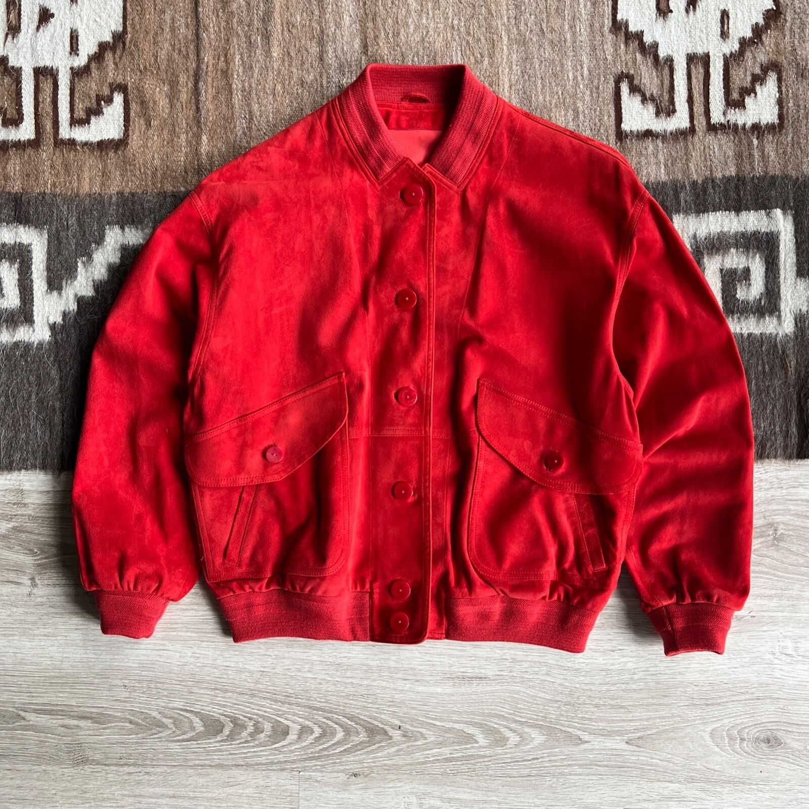Bogner Bogner Vintage Red Real Leather Bomber Jacket 8979AC Size XL / US 12-14 / IT 48-50 - 2 Thumbnail