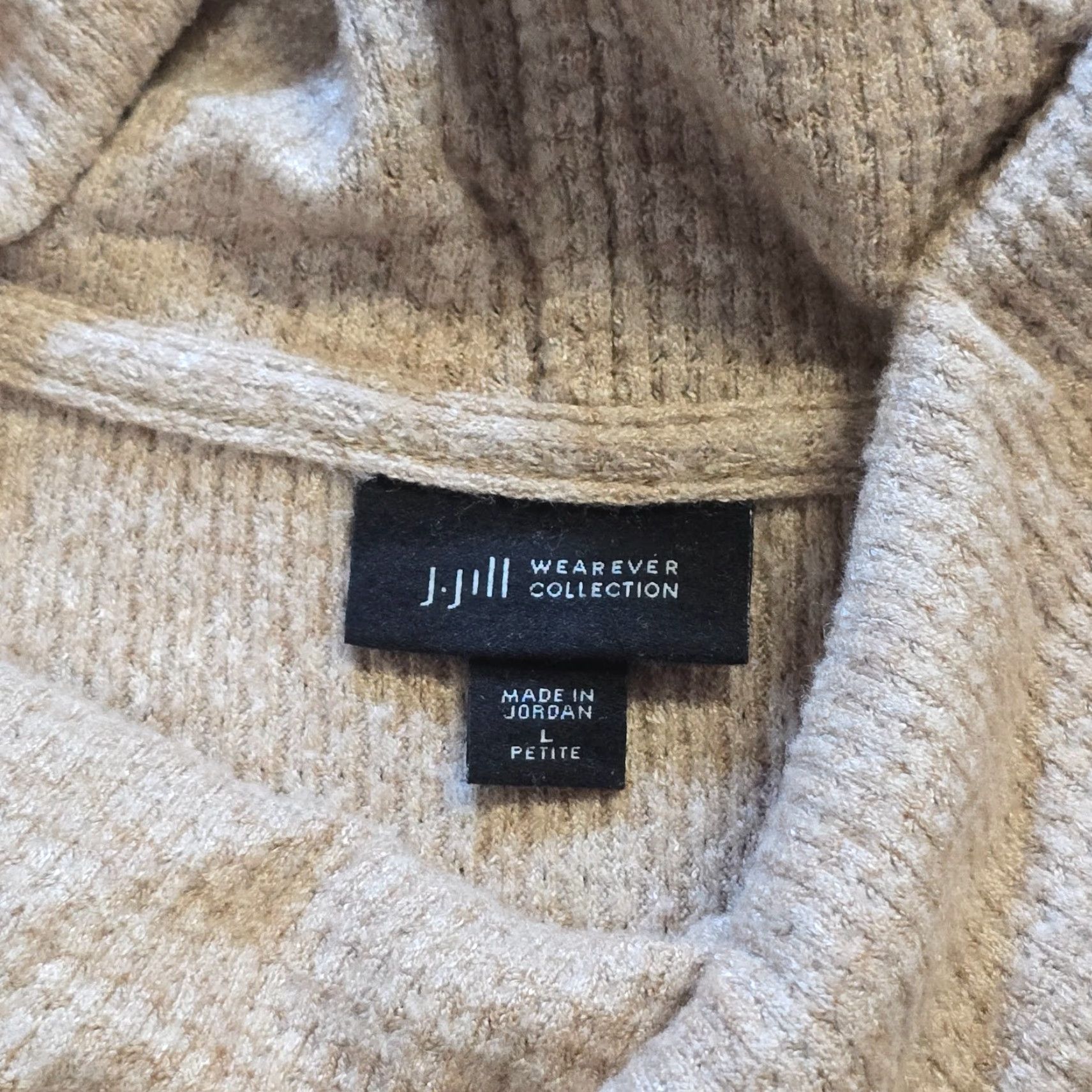 J. Jill J Jill Top Women Large Petite Tan Thermal Cowl Neck Waffle Knit Casual Career Shirt Blouse Mens Womens Girls Boys Size L / US 10 / IT 46 - 4 Thumbnail