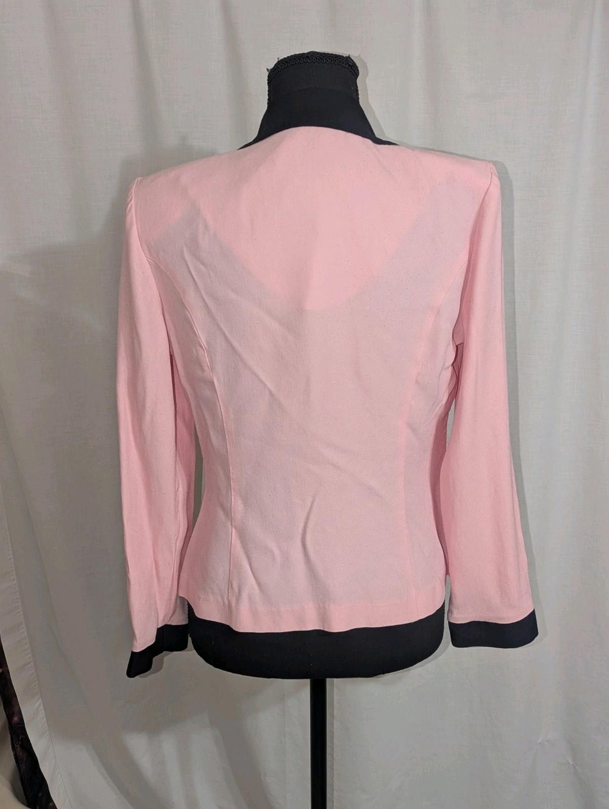 Designer VTG 80s Barbiecore Pink And Black Blazer W/ Shoulder Pads Size L / US 10 / IT 46 - 4 Thumbnail