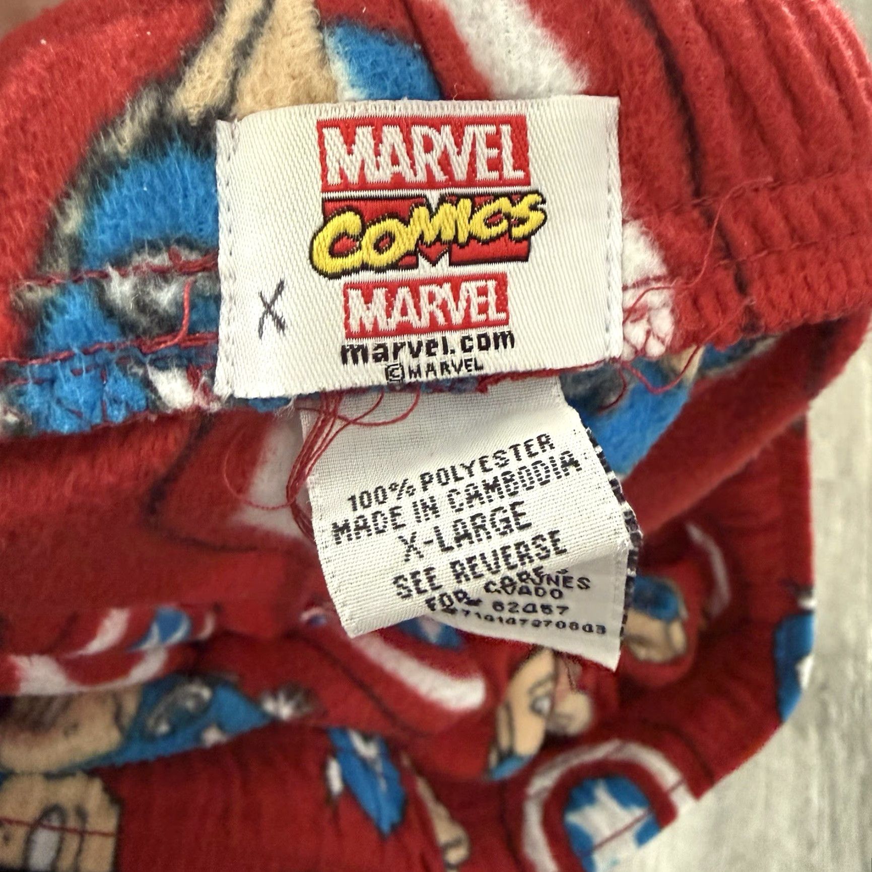 Vintage Marvel Comics Captain America Fleece Pants Mens XL All Over Print AOP Lounge Size US 36 / EU 52 - 2 Thumbnail