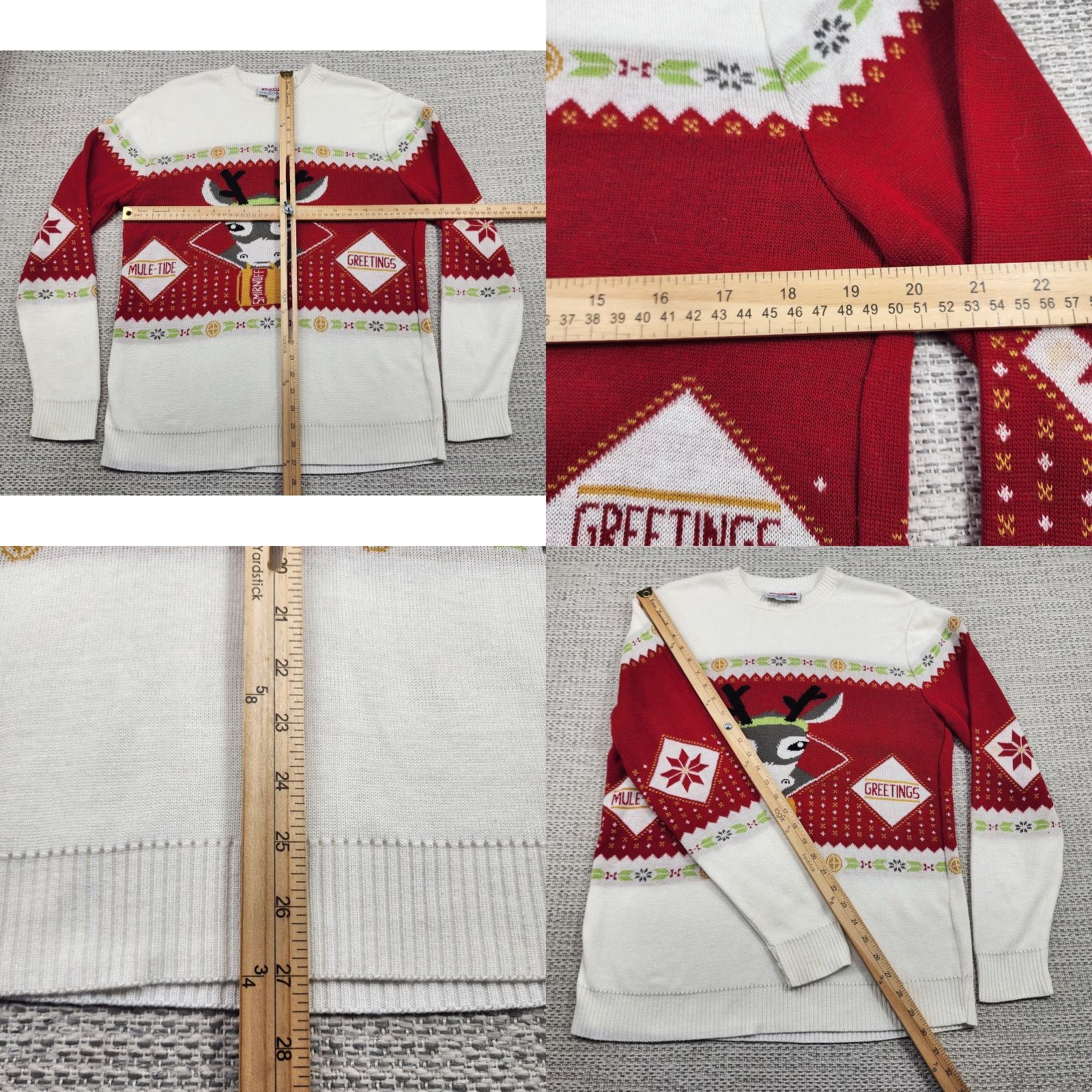 Vintage Smirnoff Sweater Mens M Red Ugly Christmas Mule-Tide Greetings Graphic Print Knit Pullover Crew Neck Holiday Party/Cocktail Seasonal Mens Size US M / EU 48-50 / 2 - 8 Thumbnail