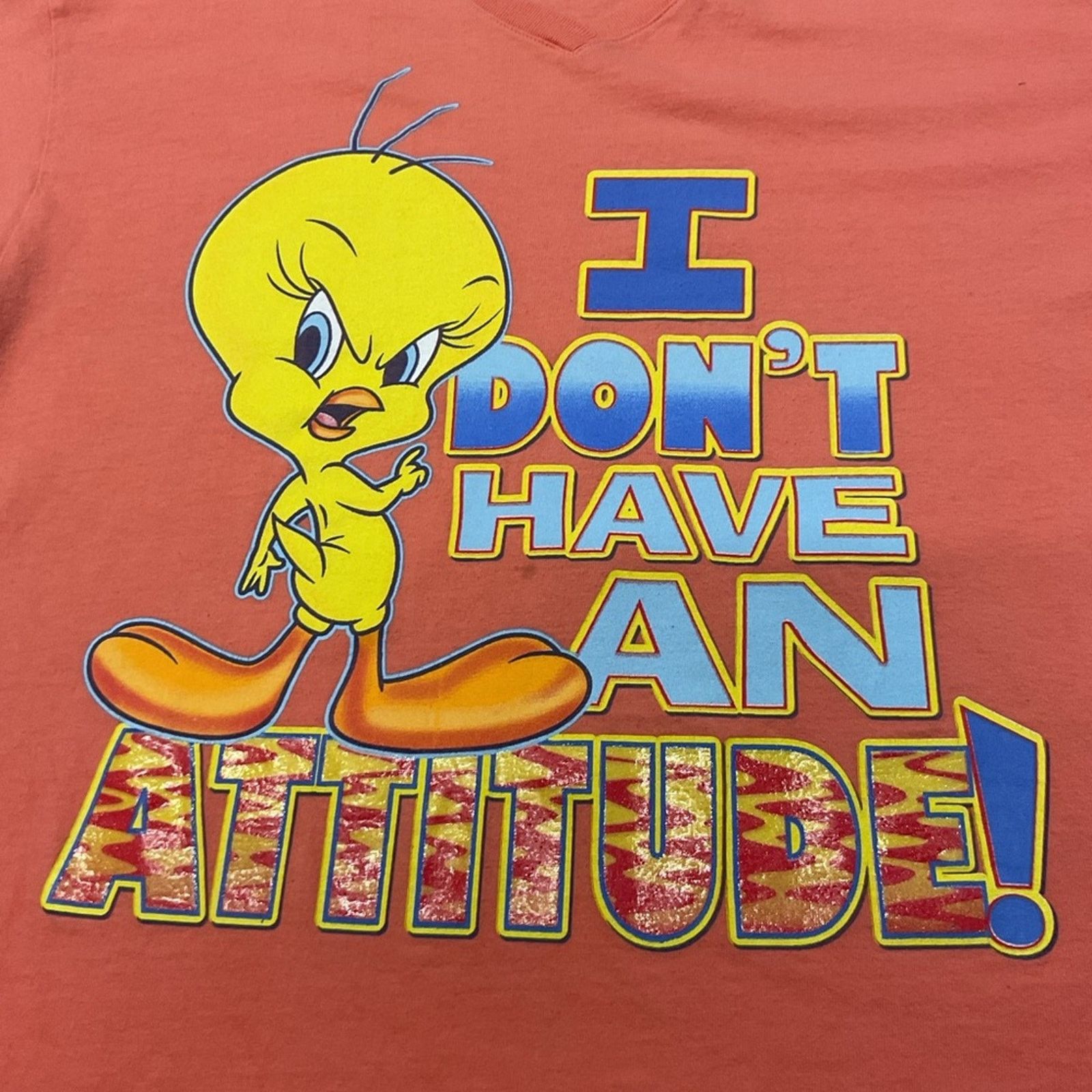 Warner Bros Vintage 90s Tweety Bird “I Don’t Have an Attitude” T-Shirt Size XL / US 12-14 / IT 48-50 - 4 Thumbnail