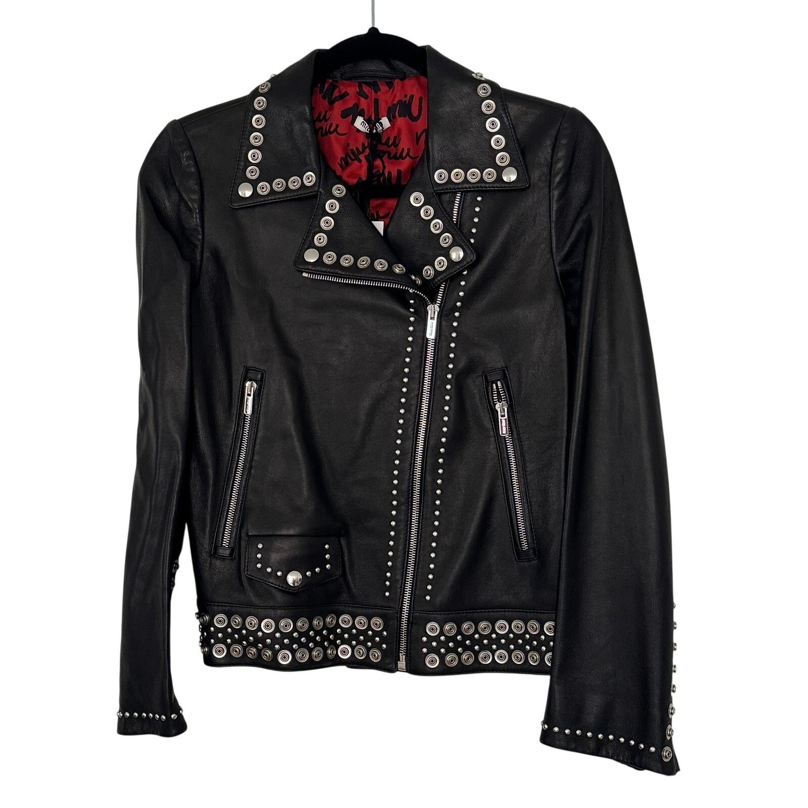 Miu Miu 17AW Miu Miu NWT Studded Leather Jacket Size S / US 4 / IT 40 - 1 Thumbnail