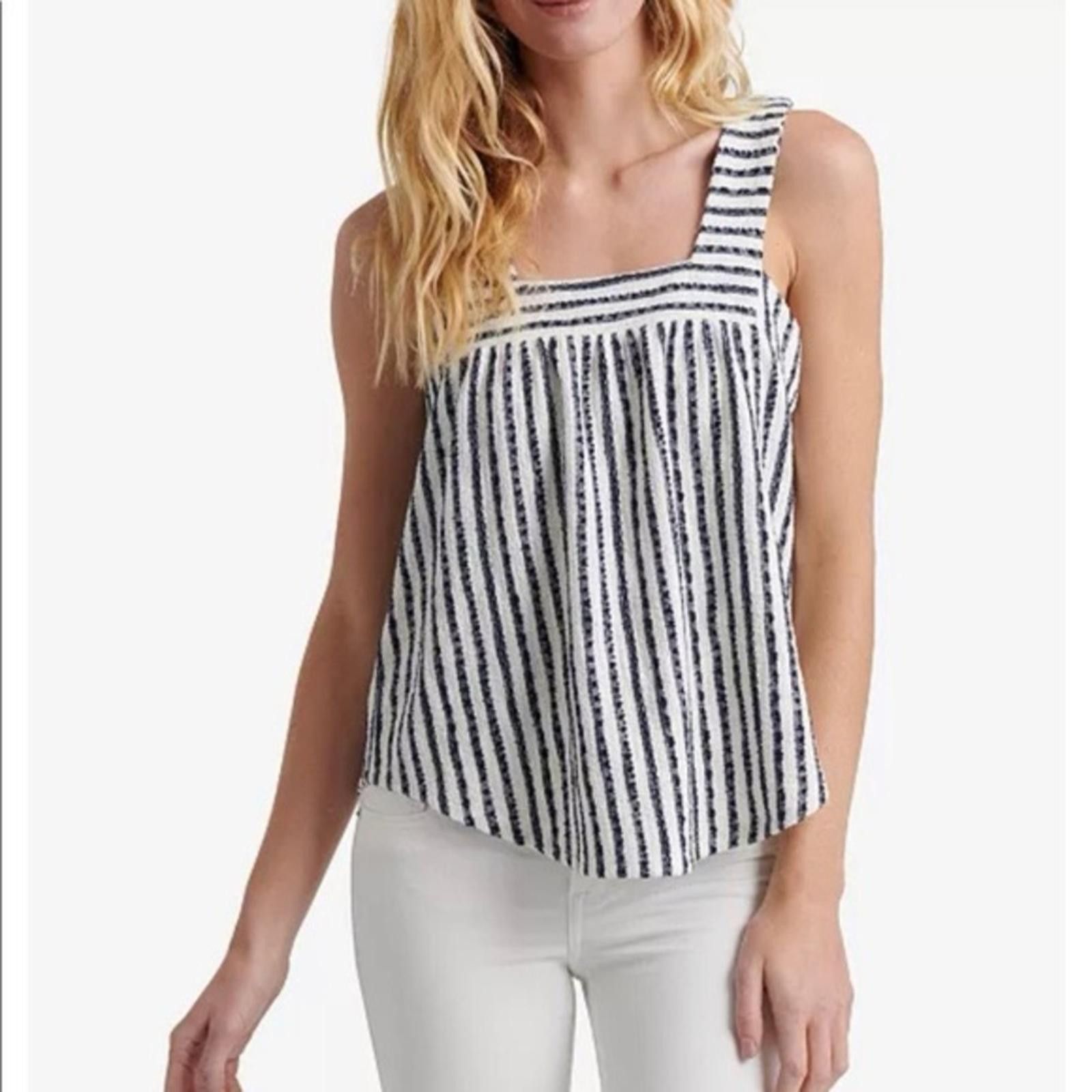 Lucky Brand Lucky Brand Navy & White Stripe Square Neck Tank Top- Size M Size M / US 6-8 / IT 42-44 - 1 Thumbnail